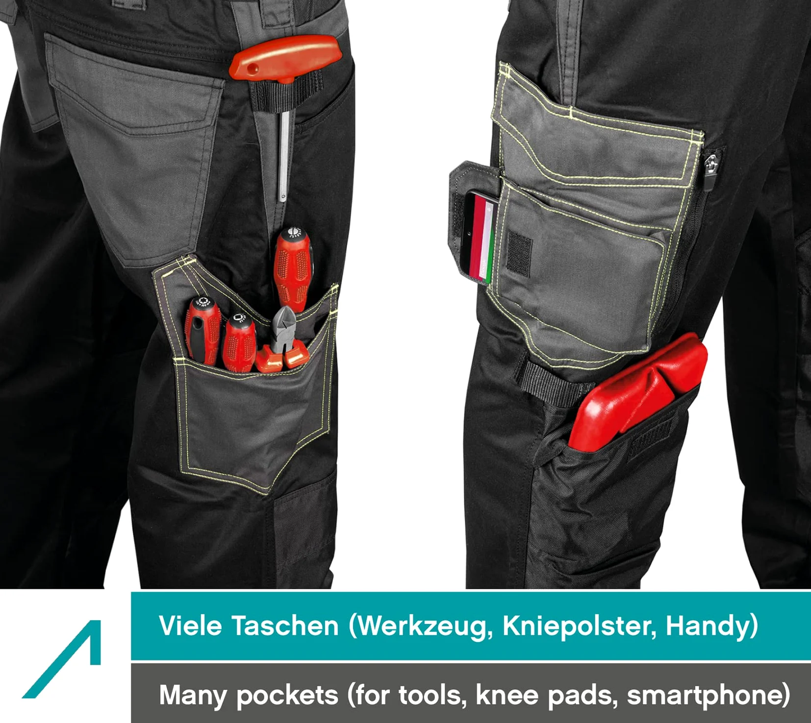 ACE Pantalon de Travail Genesis pour Homme - Pantalon Cargo avec Ceinture Élastique - Multipoche
