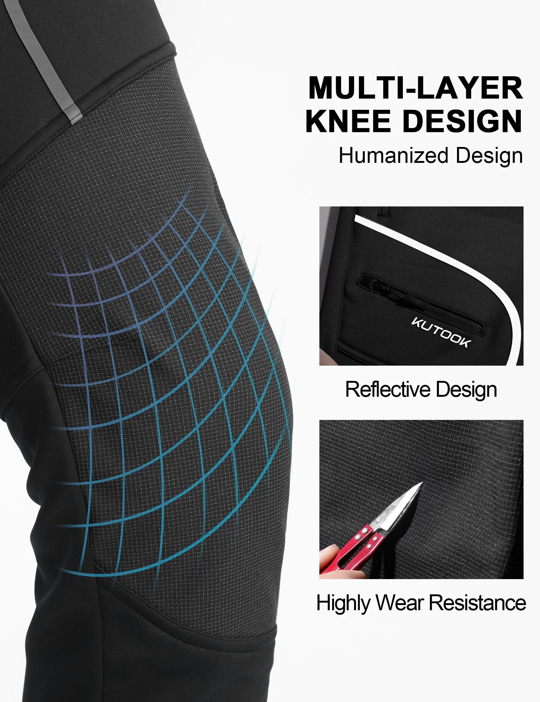 KUTOOK Pantalon de Travail Coupe-Vent et imperméable pour Homme Chaud Antidérapant Extensible Randonnée Alpinisme Chasse Sports Pantalon