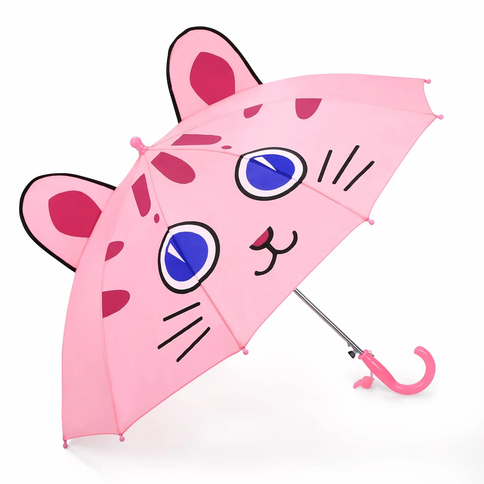decalsweet Parapluie Enfant avec 3D, Coupe-vent et Durable Parapluie pour Filles Garçons avec Sifflet, Facile à Transporter Parapluie Pliant Enfant, Léger Parapluie Canne un Motif Mignon