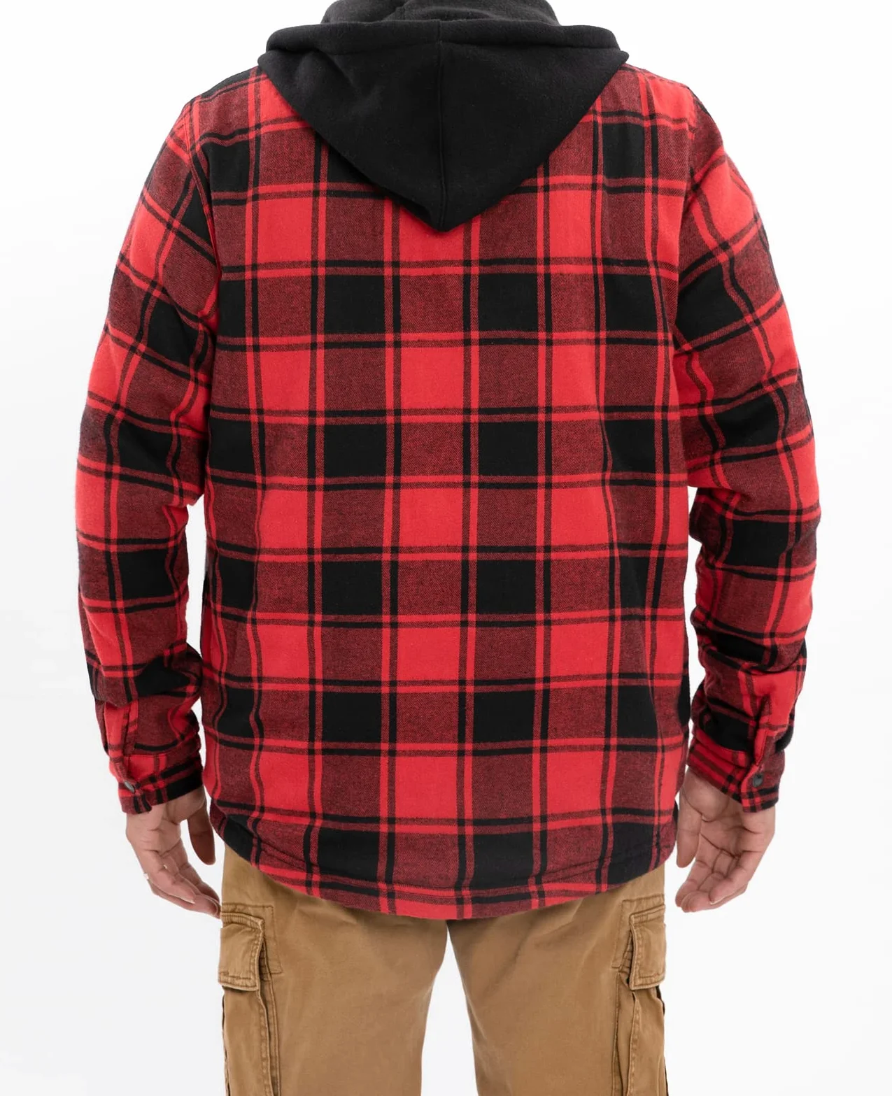 ZENTHACE Veste chemise à capuche doublée Sherpa avec fermeture éclair intégrale pour homme