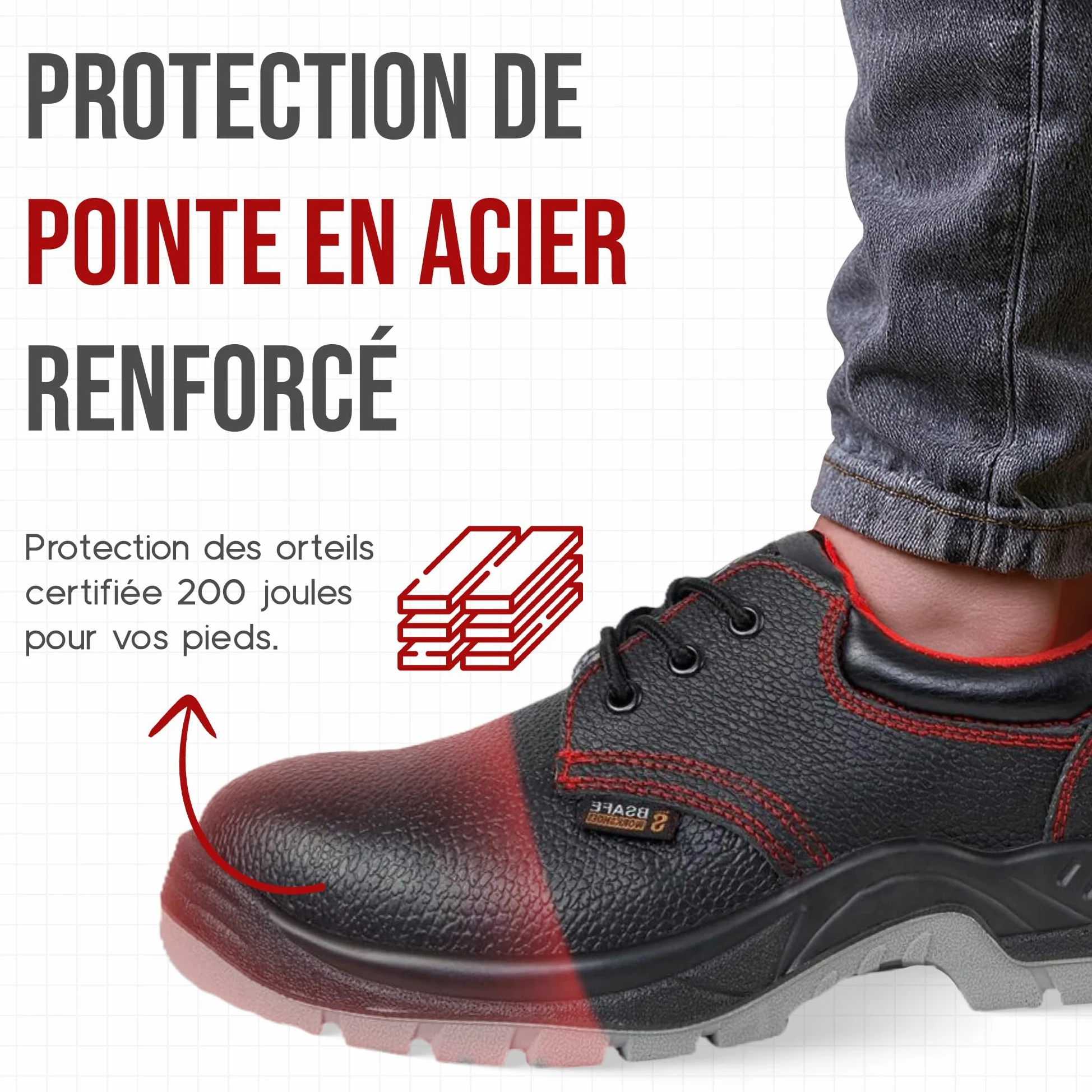 Mazalat Chaussures de sécurité Hommes S1, Chaussures de Travail et de sécurité Legere, Cuir de Veau, Noir, étanche, Antiderapante, Chaussure de securité Homme Embout en Acier, Basket de sécurité
