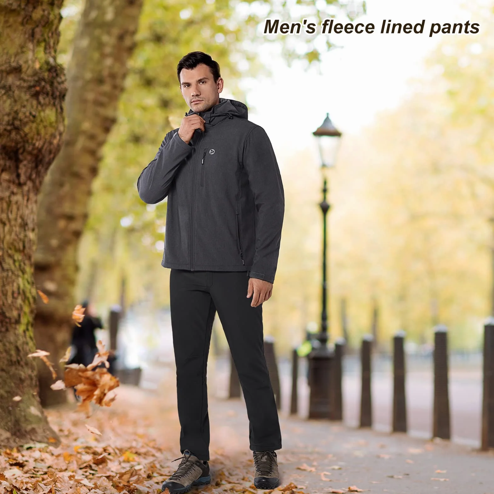 33,000ft Pantalon Softshell pour Hommes, Pantalon de Ski Coupe-Vent imperméable, Pantalon d'extérieur doublé en Polaire Chaude pour Camping,randonnée,randonnée