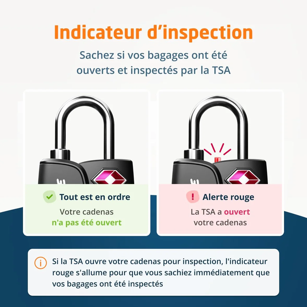 Lot de 6 Cadenas TSA avec Indicateur d'Ouverture Noir pour Valises et Bagages