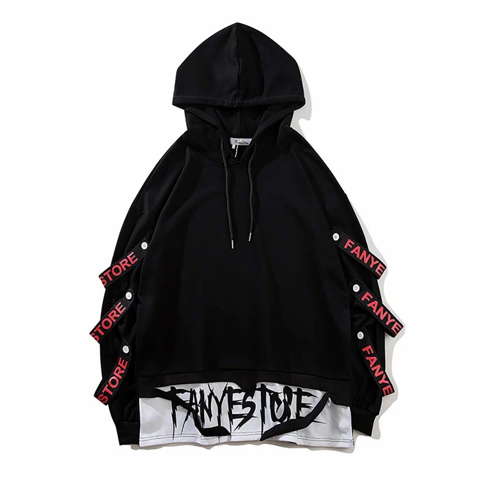 Hello MrLin Pull à Capuche Harajuku Japonais Techwear Hip Hop Streetwear Urbain Hoodie