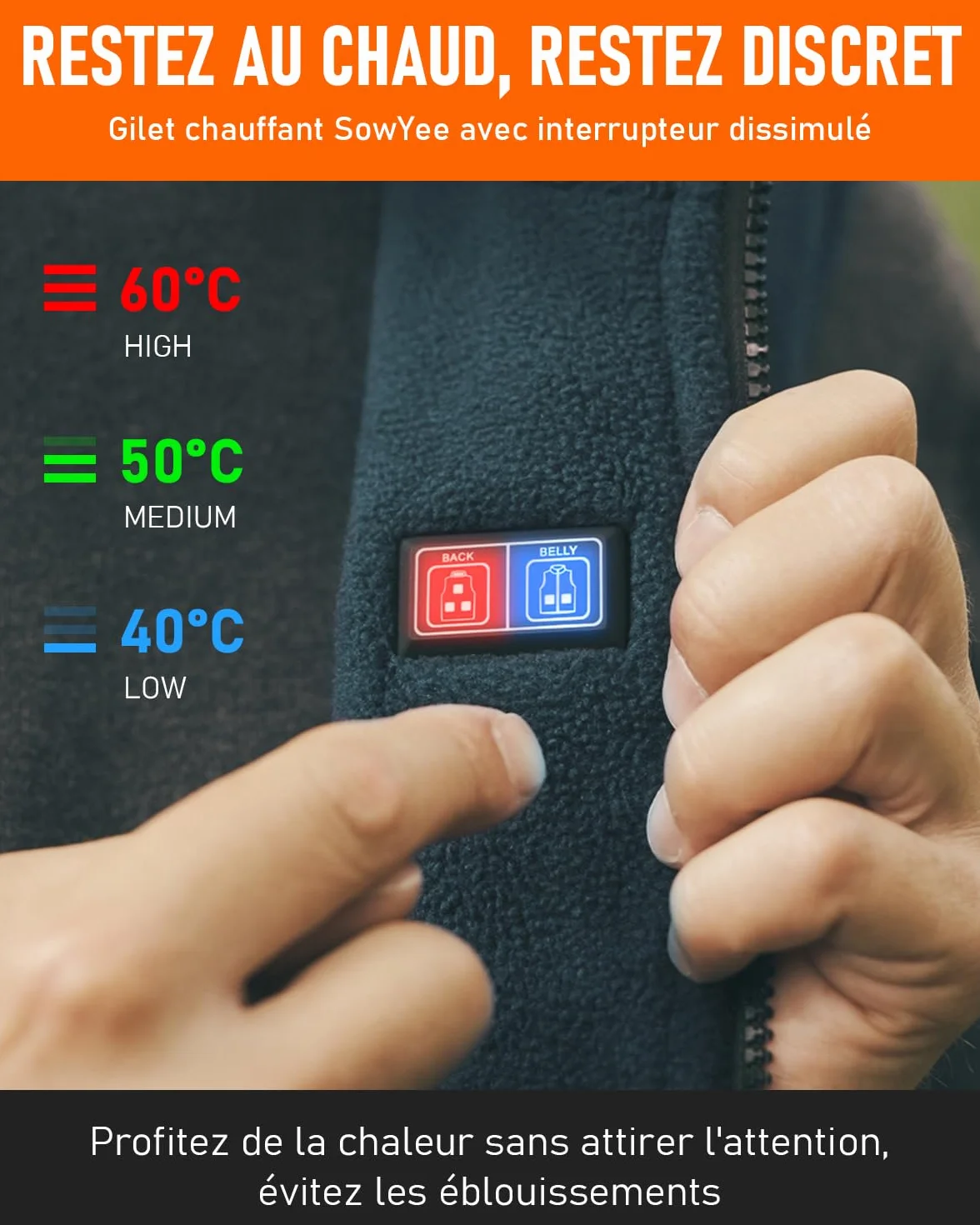 Veste Chauffante Homme Gilet Chauffant avec Batterie Incluse 6 Zones Chauffage Rapide
