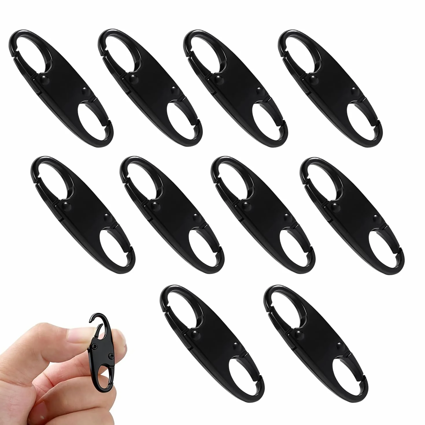 10 Clips De Fermeture Éclair Anti-vol Cadenas Pour Sac À Dos Bagages Tirette De Sécurité Résistante Noir
