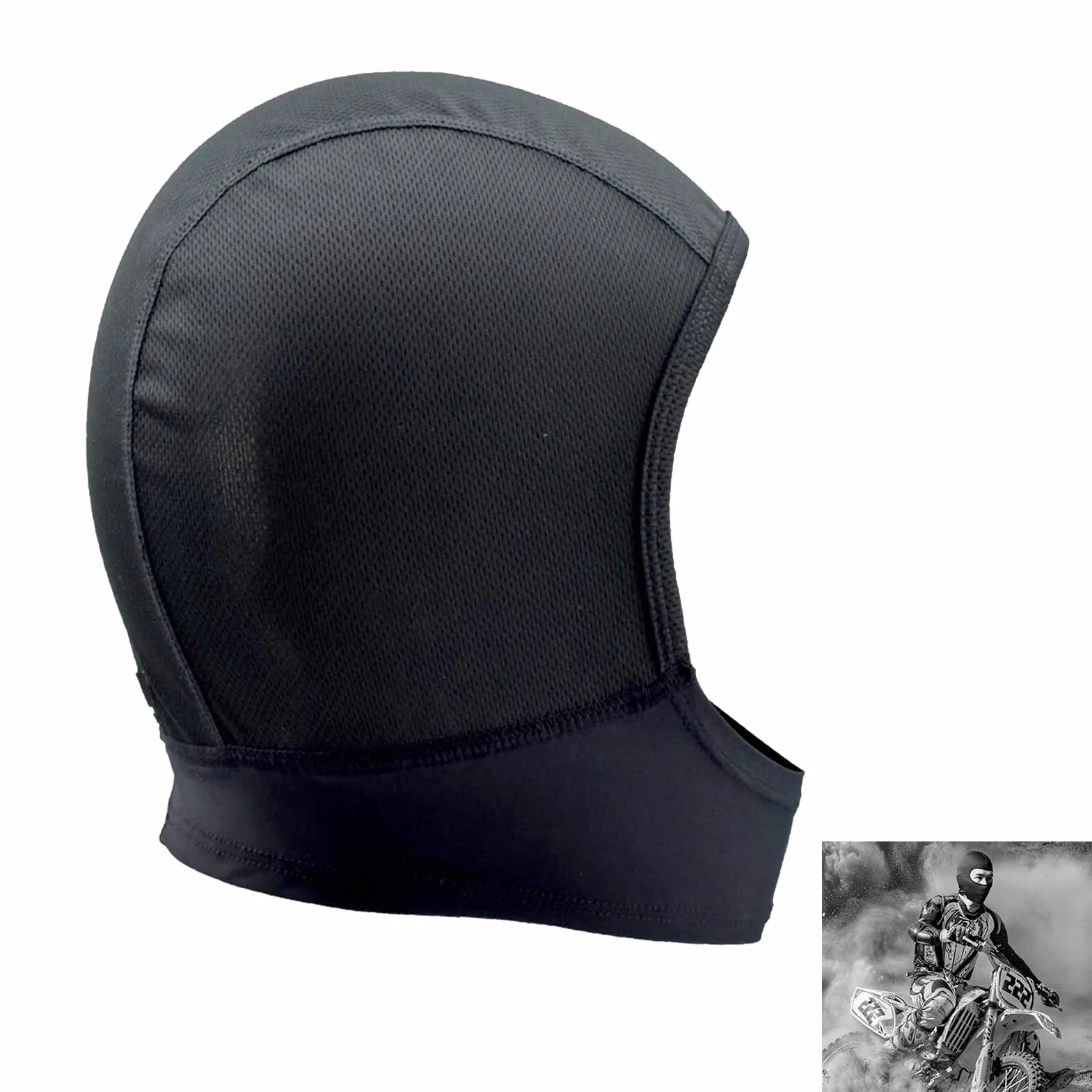 Courte Cagoule de Moto Casque Respirant Universelle,cagoule ete moto,protection sous casque moto,pour Homme Femme Unisexe Vélo Cyclisme Sports-Confortable, Séchage Rapide,Sous Casque,46*25cm