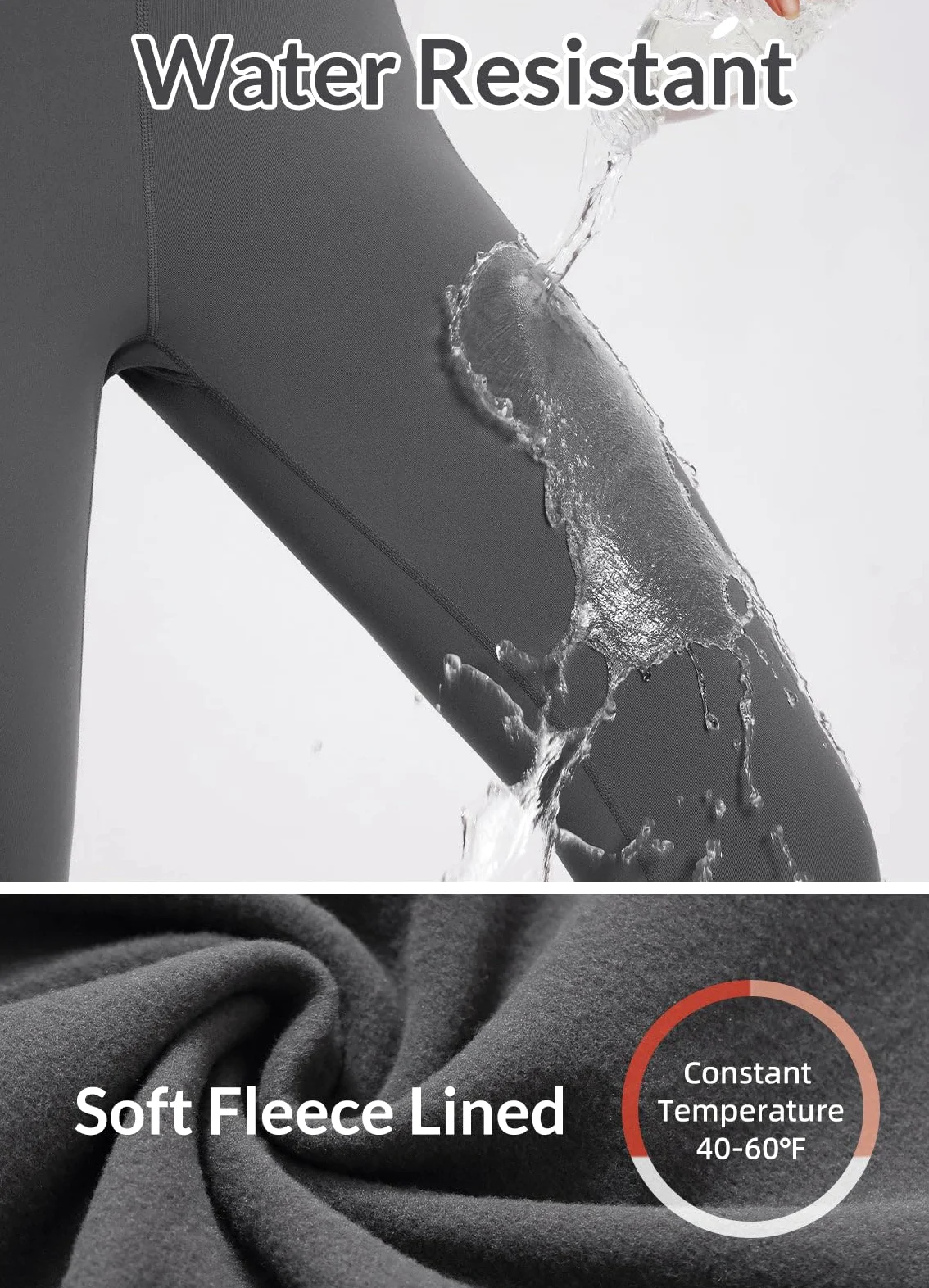 baleaf Legging doublé en Polaire pour Femme - Taille Haute - Imperméable - Thermique - avec Poches zippées