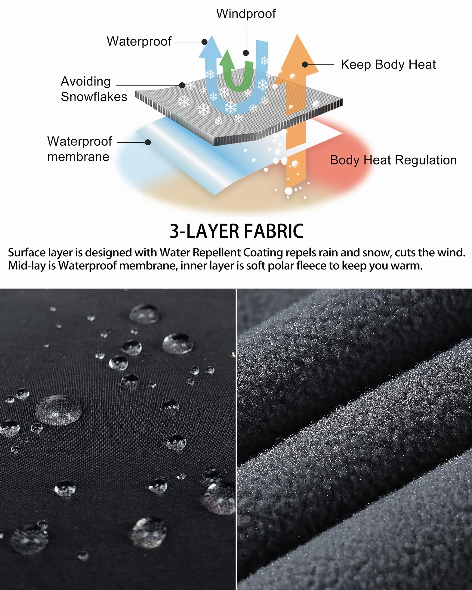 33,000ft Pantalon Softshell pour Hommes, Pantalon de Ski Coupe-Vent imperméable, Pantalon d'extérieur doublé en Polaire Chaude pour Camping,randonnée,randonnée