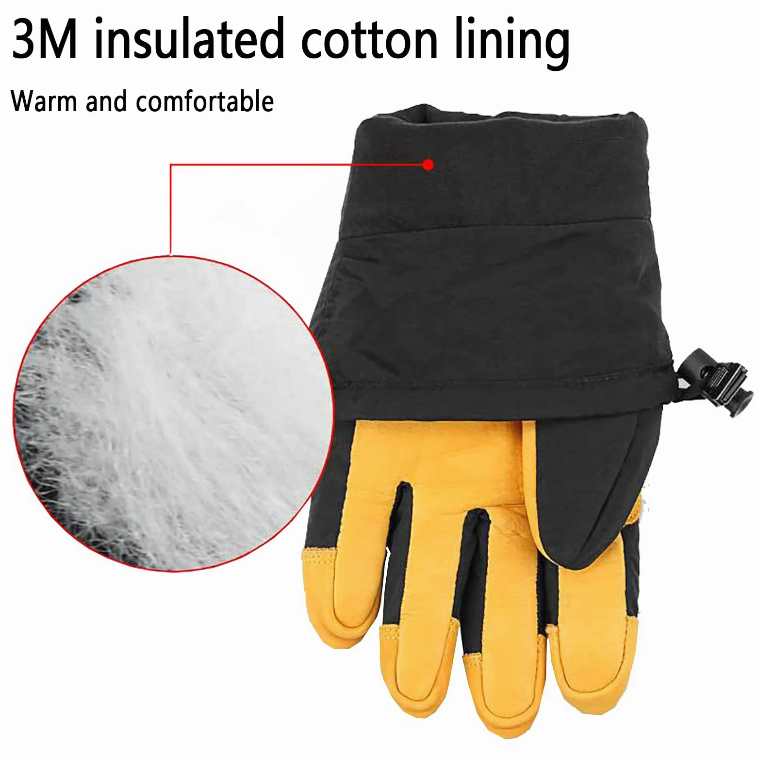 Gants d'hiver Hommes Femmes Gants de Ski Imperméables Gants de Temps Froid Gants Coupe-Vent Gants de Cyclisme d'hiver Chauds pour Le Temps Froid
