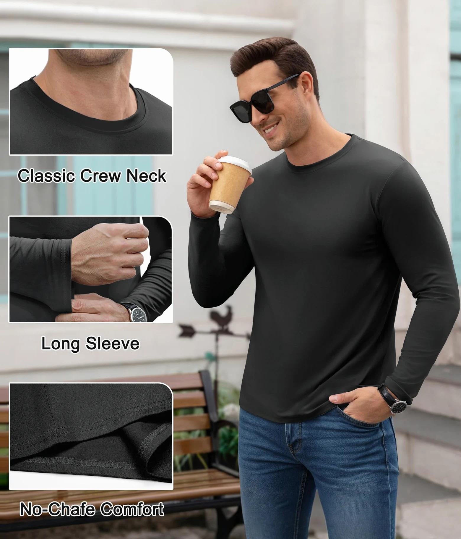 Boyzn Lot de 2, 3 ou 4 t-shirts basiques pour homme en coton, décontracté et léger, pour l'été, à manches courtes, avec col rond