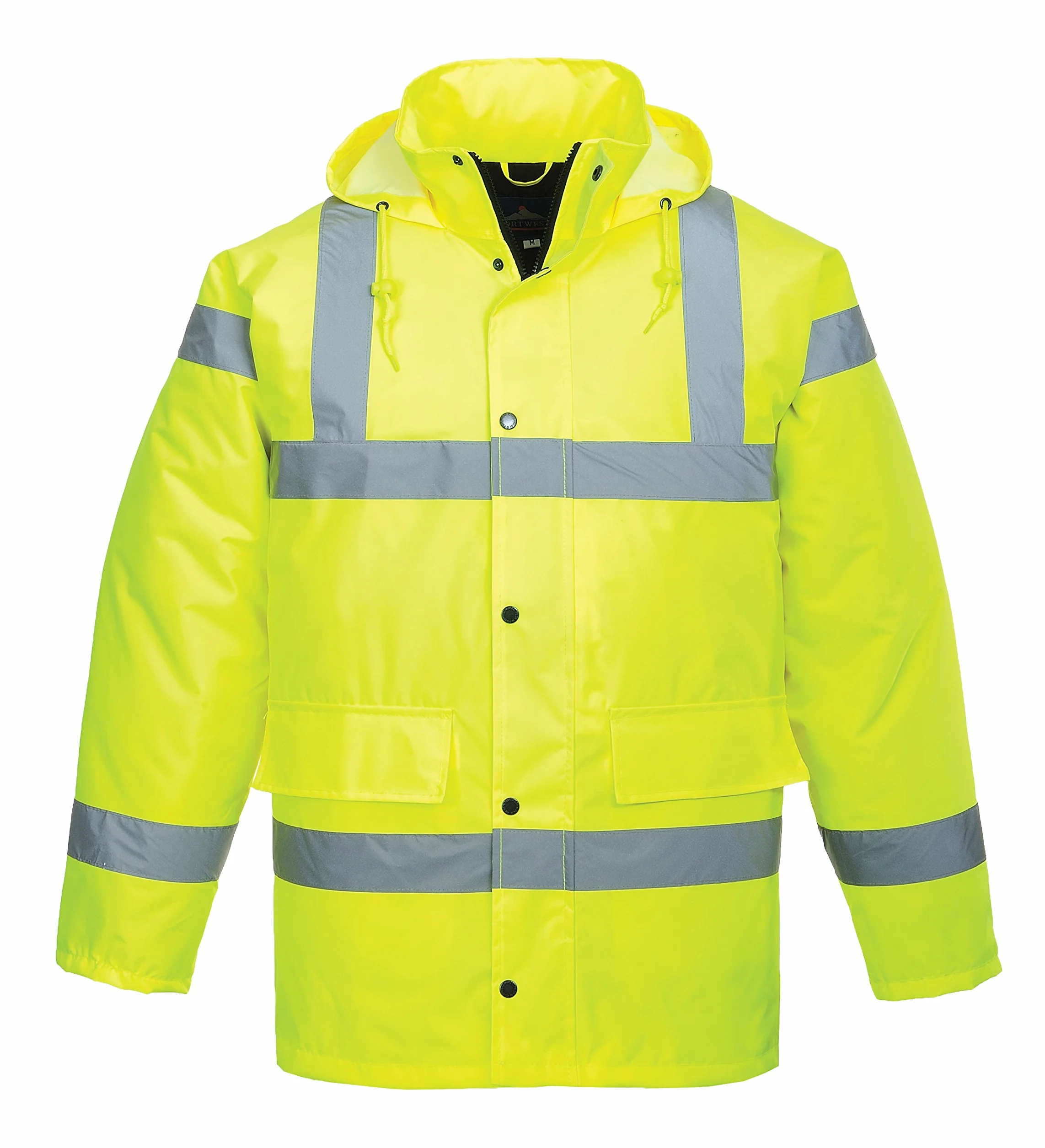 Portwest S460 Parka Imperméable Poche Poitrine Intérieure Haute Visibilité | Jaune, XL, EN ISO 20471 Classe 3, EN 342, Bande Réfléchissante, Poignets Bords Cotes, Zip à Double Curseur, Coupe-Vent