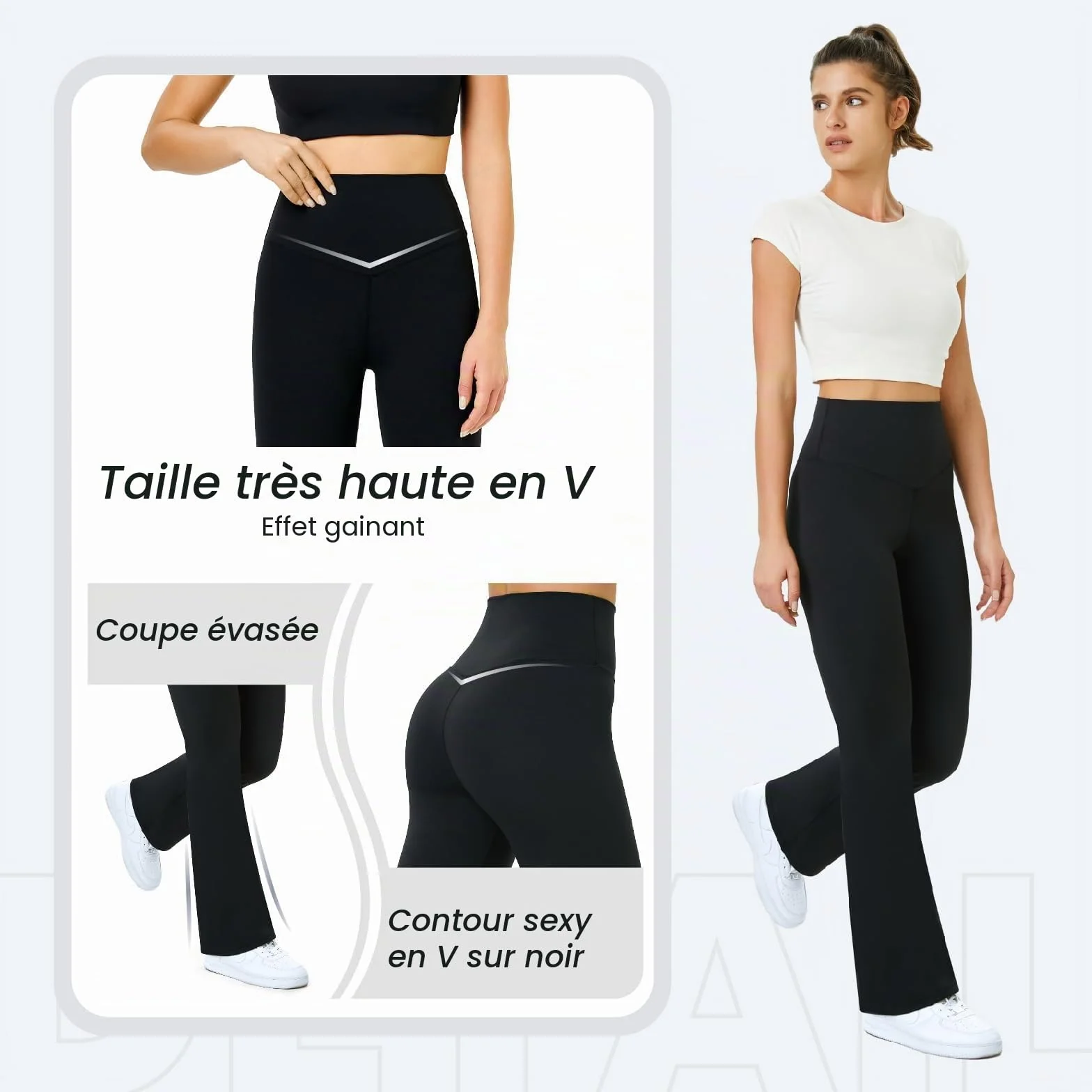 Glacspyg Pantalons de Yoga Ladies Flare Leggings Taille Haute Abdominale Contrôle d’Entraînement Fitness Jogging Pantalons