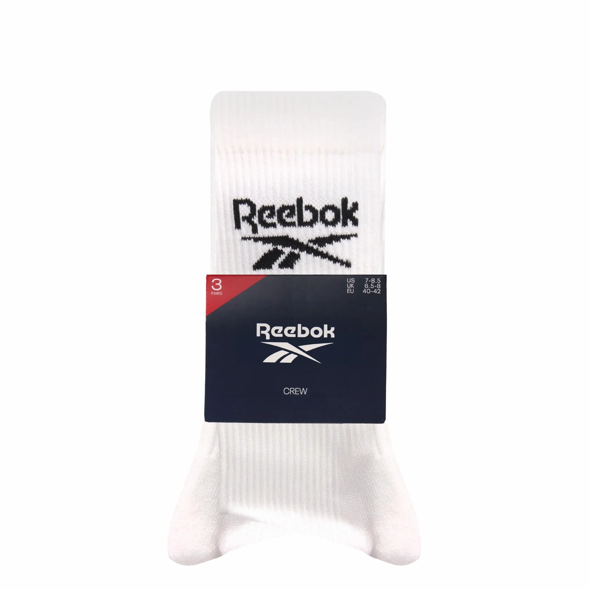 Reebok Chaussettes Hautes Homme Femme - Pour Marche Sport Quotidien Yoga Fitness, Confortables Coton Respirant, Lavables Crew Lot de 3 Paires