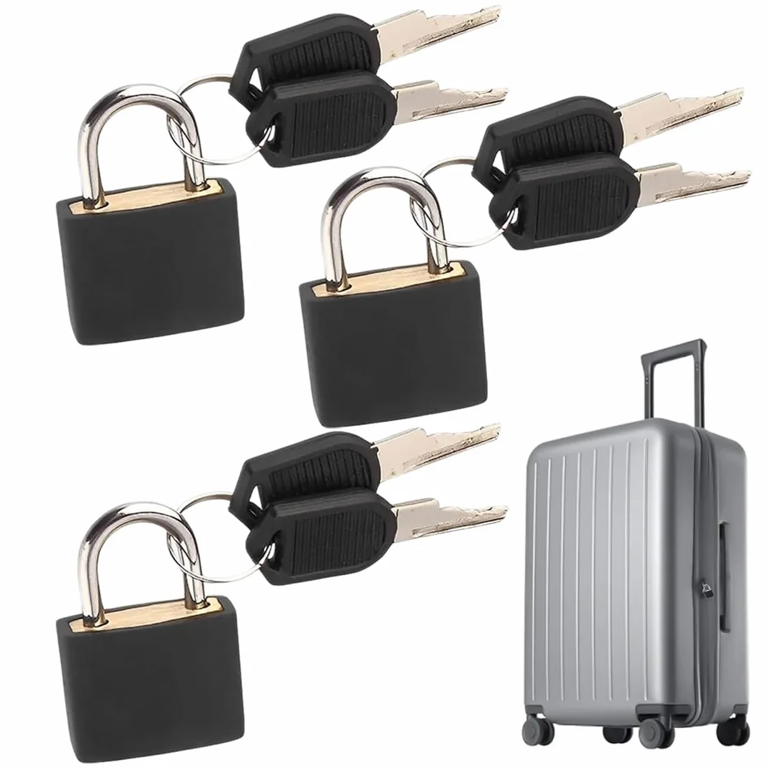 Cadenas Clé 3 Pièces Noir 28mm Pour Valise Et Bagages Serrures Compactes Voyage