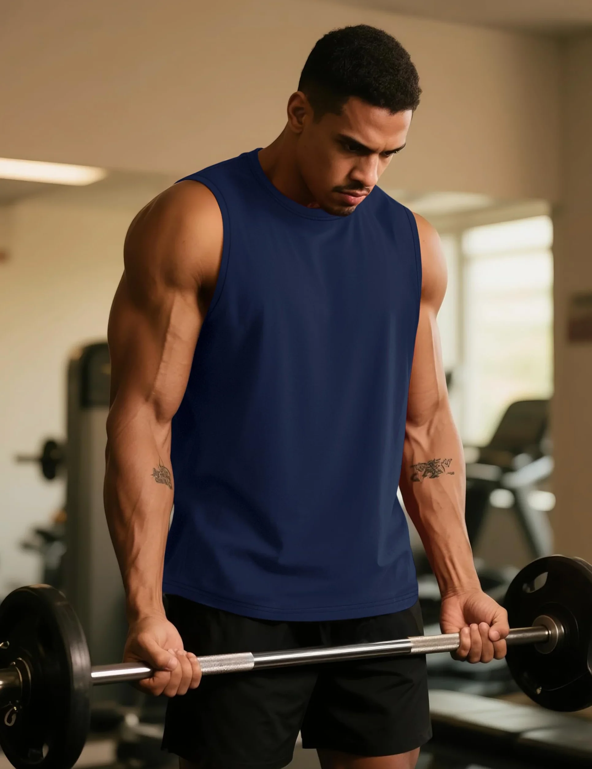 TACVASEN Debardeur Homme Sport Coton sans Manches Débardeur de Fitness Homme Musculation T Shirt Technique Respirant