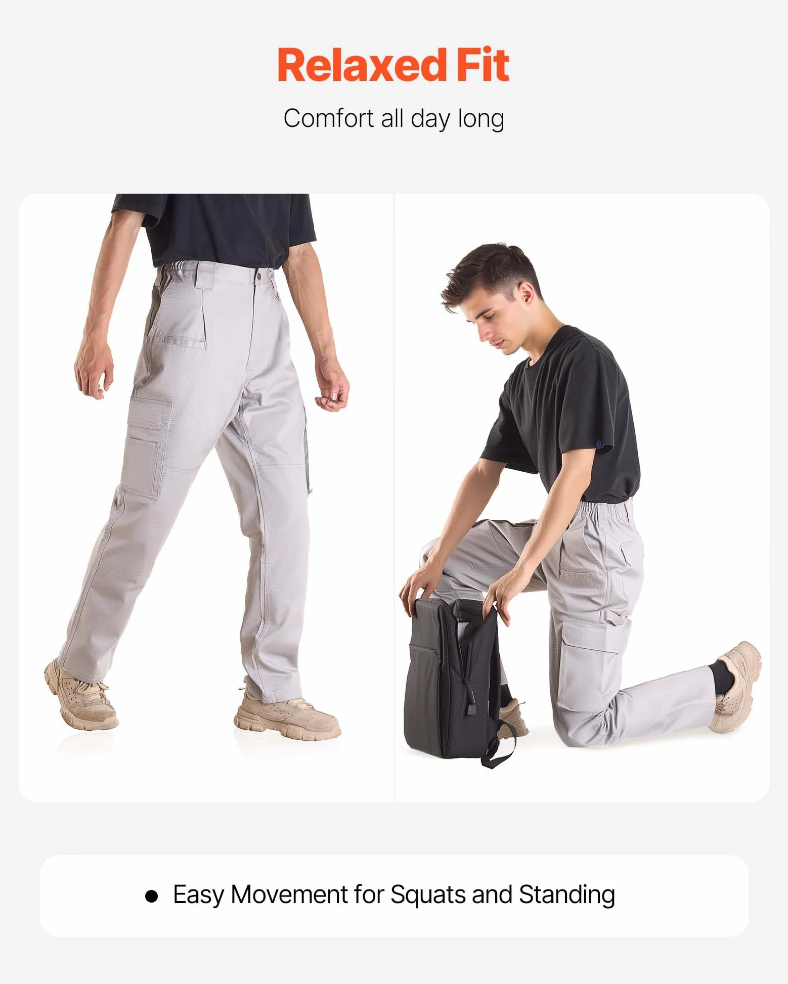 VEVOR Pantalon Ignifuge Homme, Taille M,L,XL,XXL, Pantalon Cargo Homme en Coto