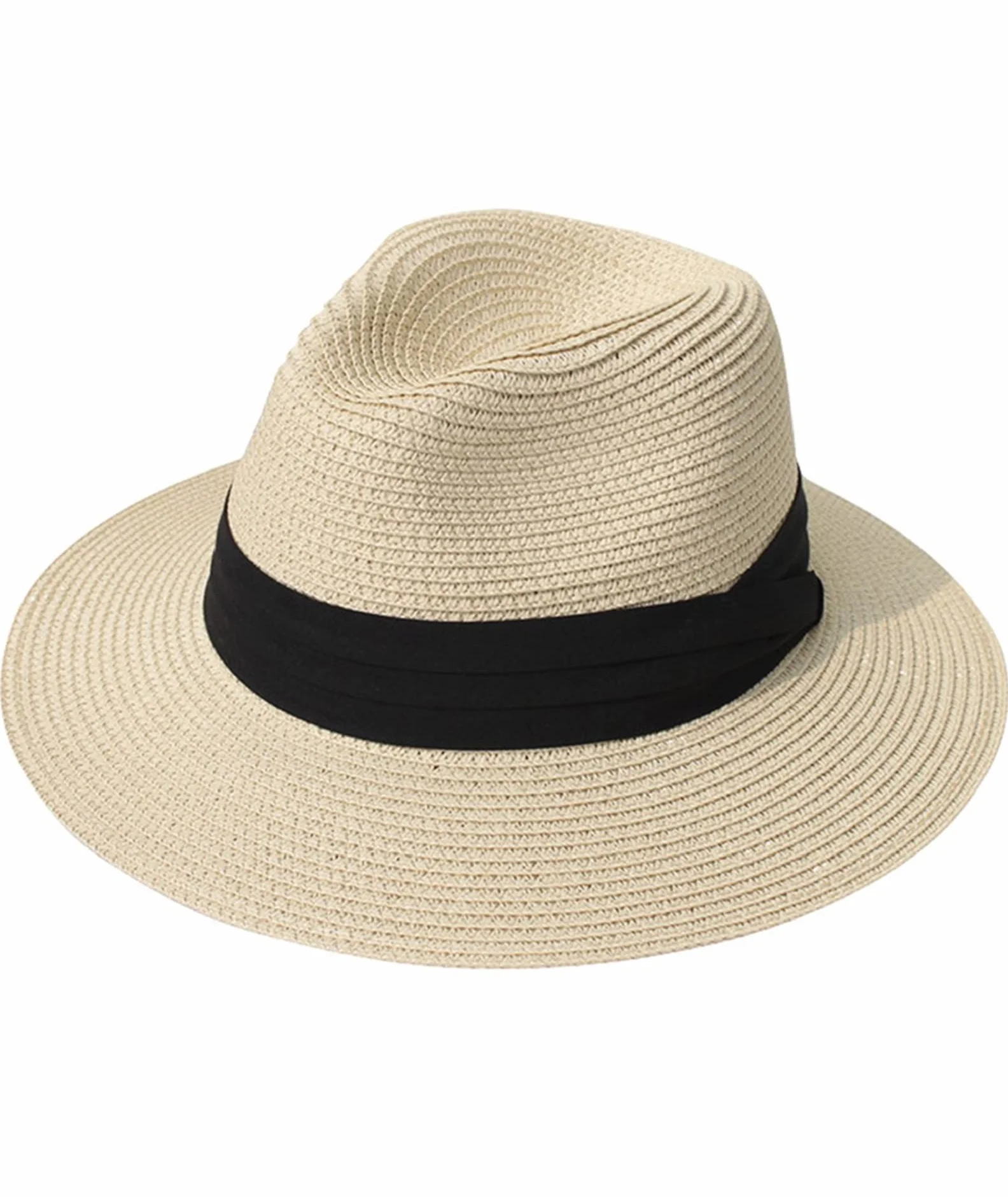 Yutdeng Chapeau de Panama Femme Homme Fedora Paille Soleil Été Léger Respirant Plage Ajustable Large Bord Enrouleur Chapeaux Jardin Voyage
