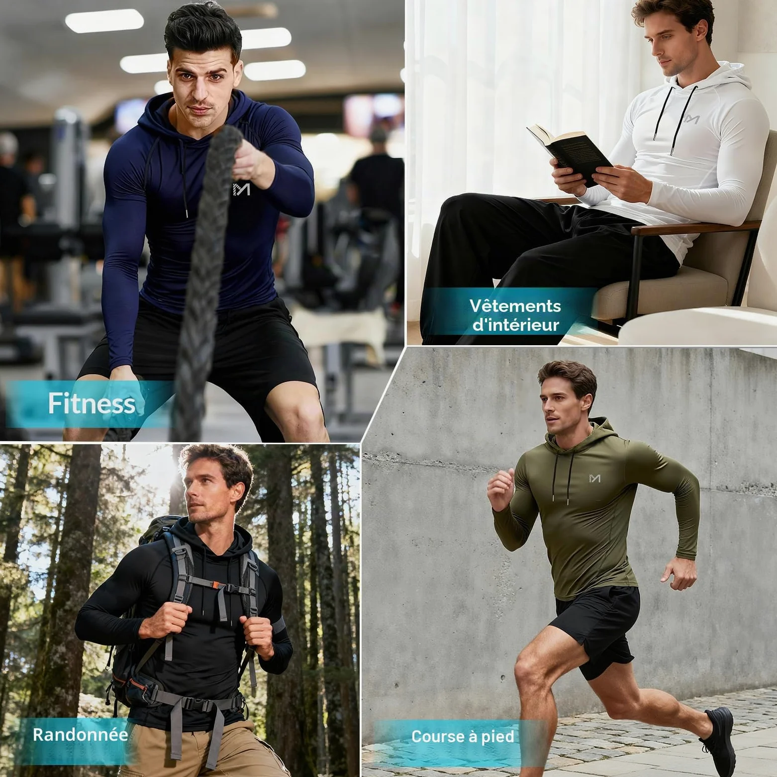 MEETYOO Tee-Shirt Manches Longues Homme Running Fitness Sport Gym Baselayer Training