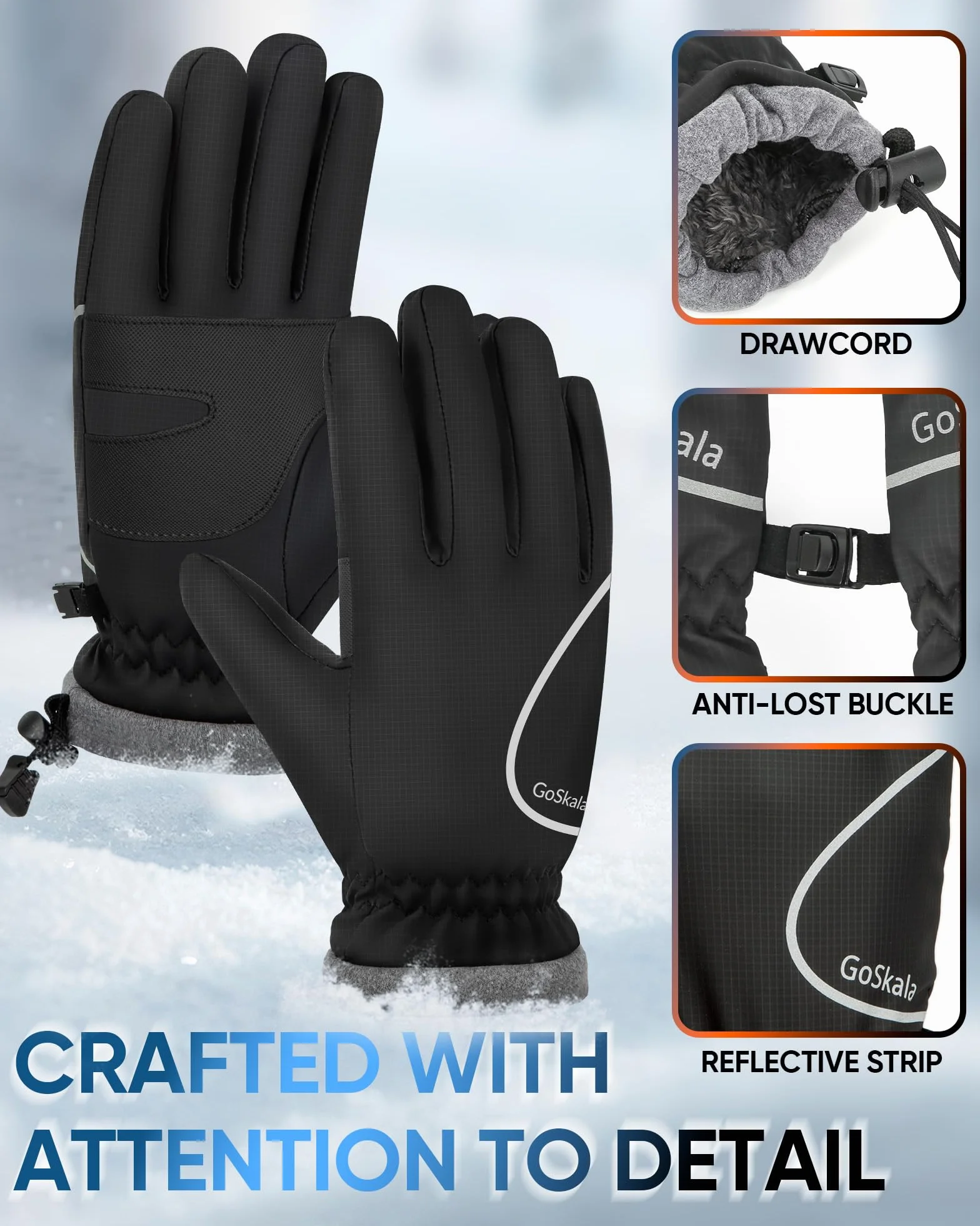Gants Vélo Hiver Homme Femme Thermiques Tactile Anti-Vent Anti-Dérapant Running Outdoor Cyclisme Conduite Ski