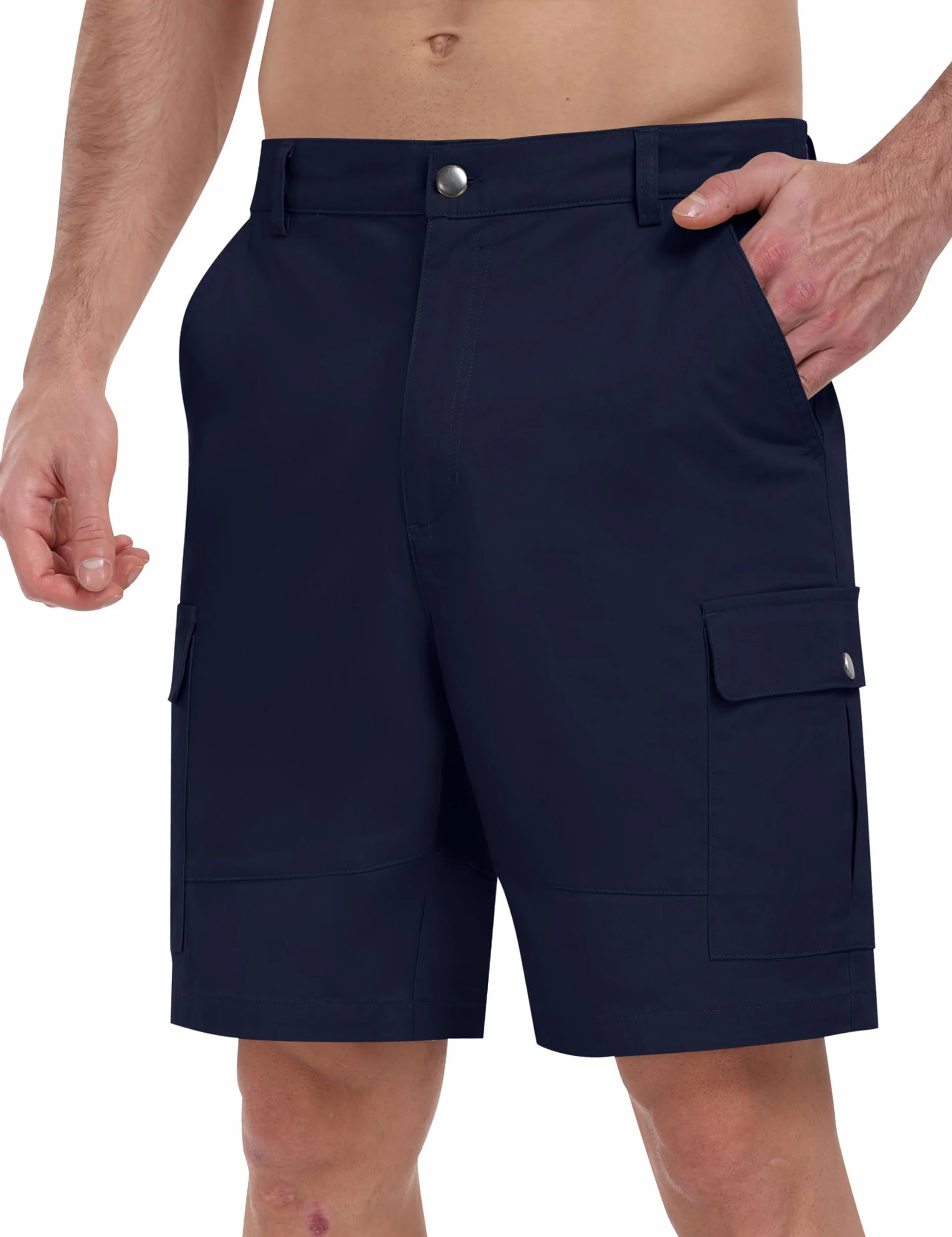 JINSHI Shorts Cargo Homme Coton Bermuda Décontracté d'été Léger Pantalon Court d'extérieur Randonnée avec Plusieurs Poches