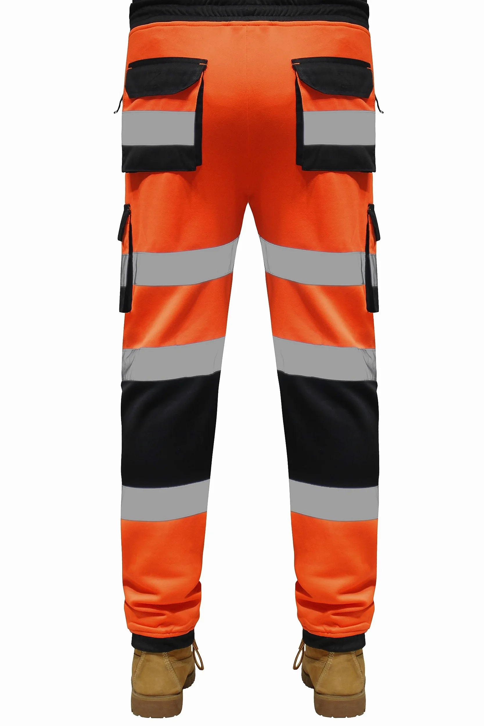 RAK Pantalon de travail en polaire fluorescente pour homme avec bande haute visibilité et poches élastiques à la taille et cordon de serrage