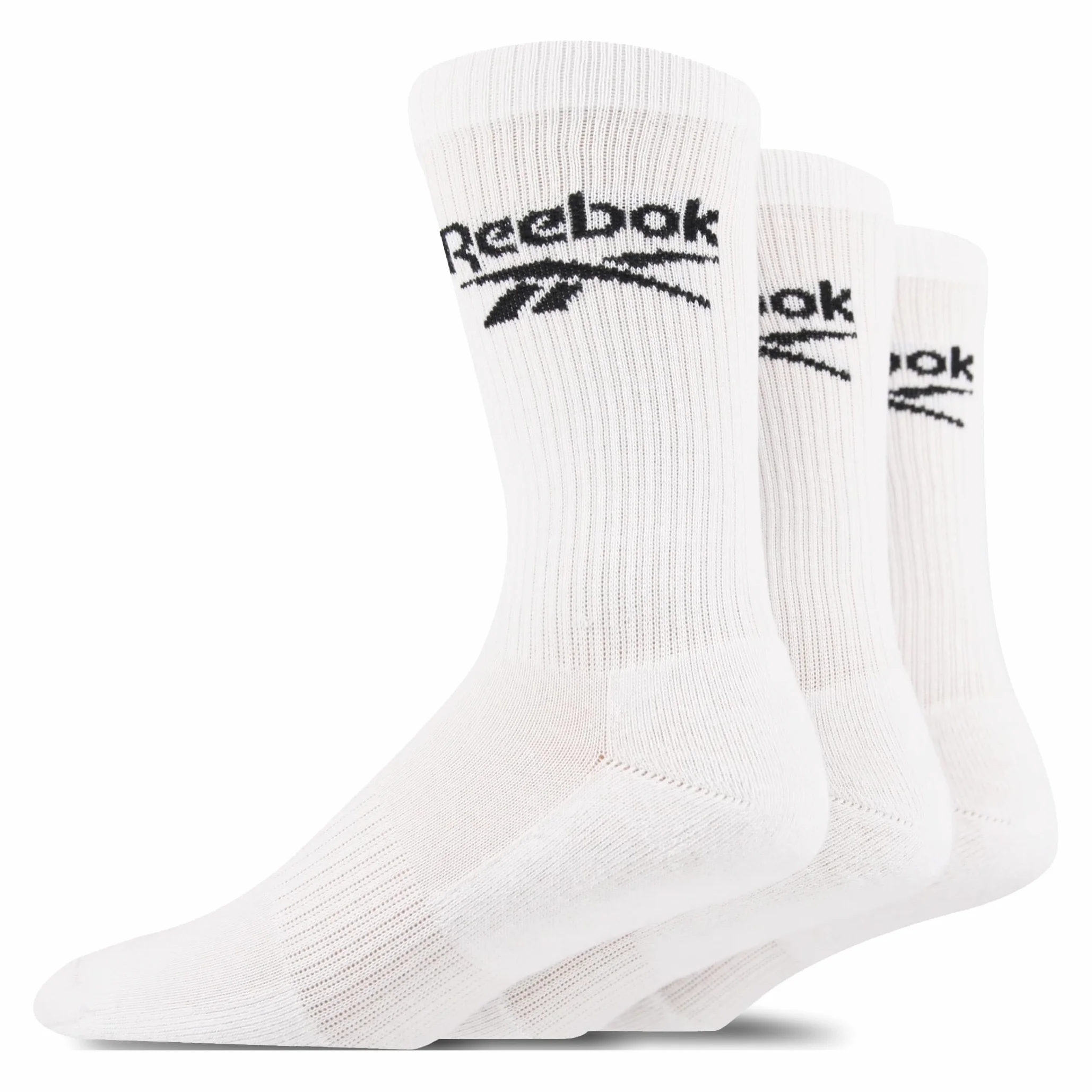 Reebok Chaussettes Hautes Homme Femme - Pour Marche Sport Quotidien Yoga Fitness, Confortables Coton Respirant, Lavables Crew Lot de 3 Paires