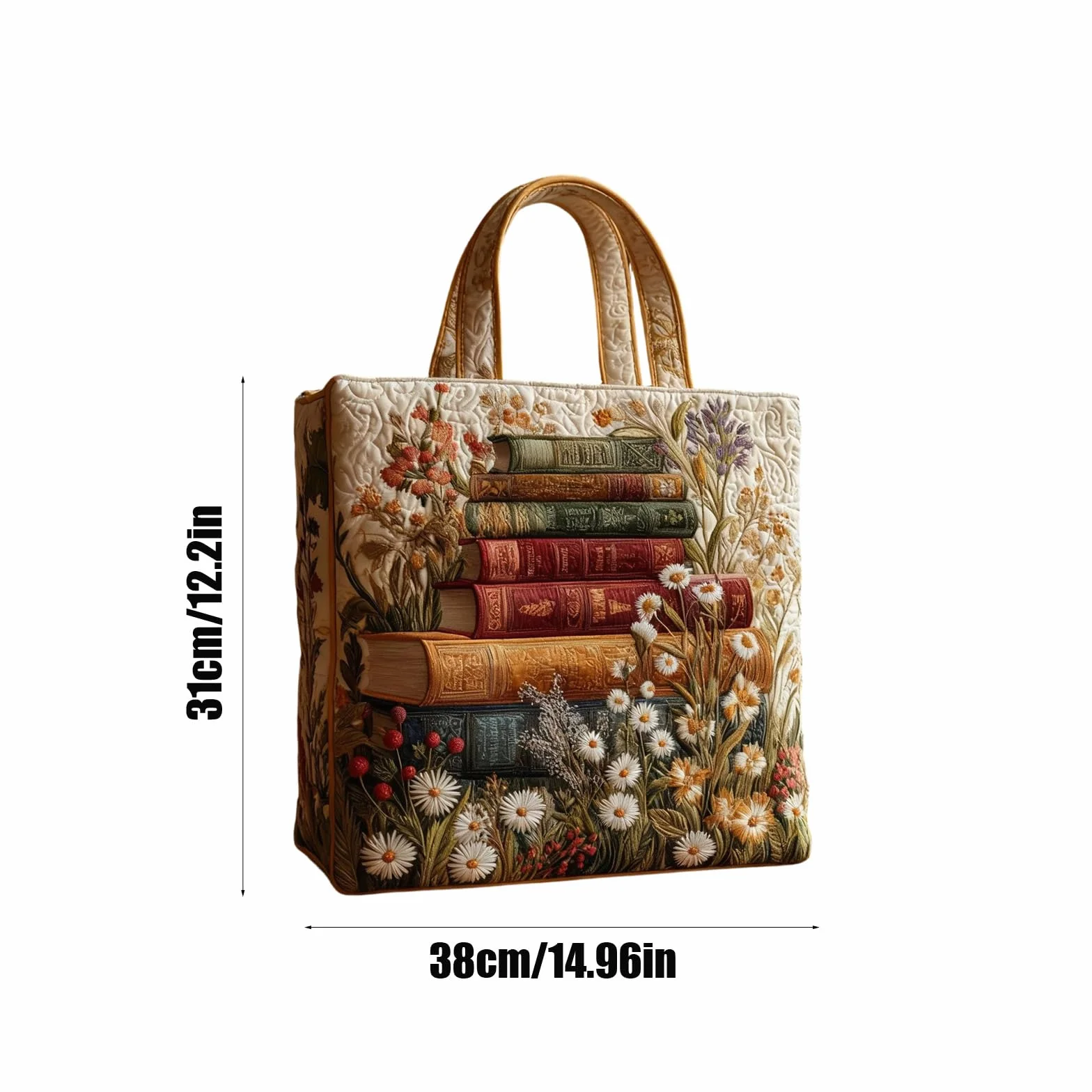Sac a Main Femme Unisexe Mignon Sacs Réutilisables Avec Poignées Matelassées En Patchwork Brodé,Spacieux Décontracté Voyages Tote Bag Pour La Randonnée En Plein Air