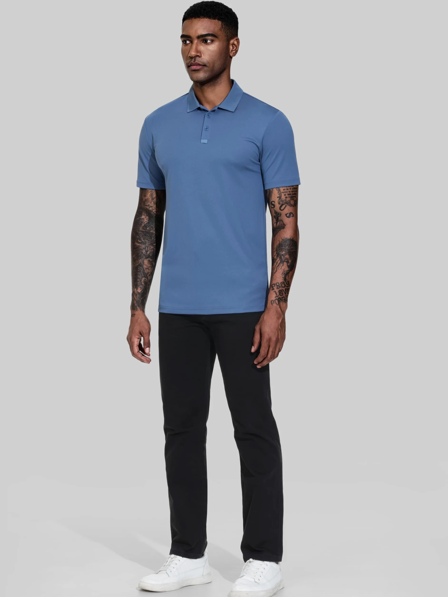 Teesmen Polo de sport à manches courtes pour homme - Séchage rapide - Technologie d'évacuation de l'humidité - Respirant