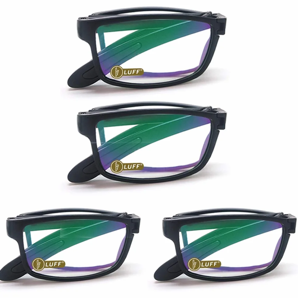 LUFF 4 Paires de Lunettes de Lecture, plus Confortables et Faciles à Transporter, Compactes et Élégantes, Pliables, Lunettes de Lecture Haute Définition Anti-Lumière Bleue pour Hommes et Femmes