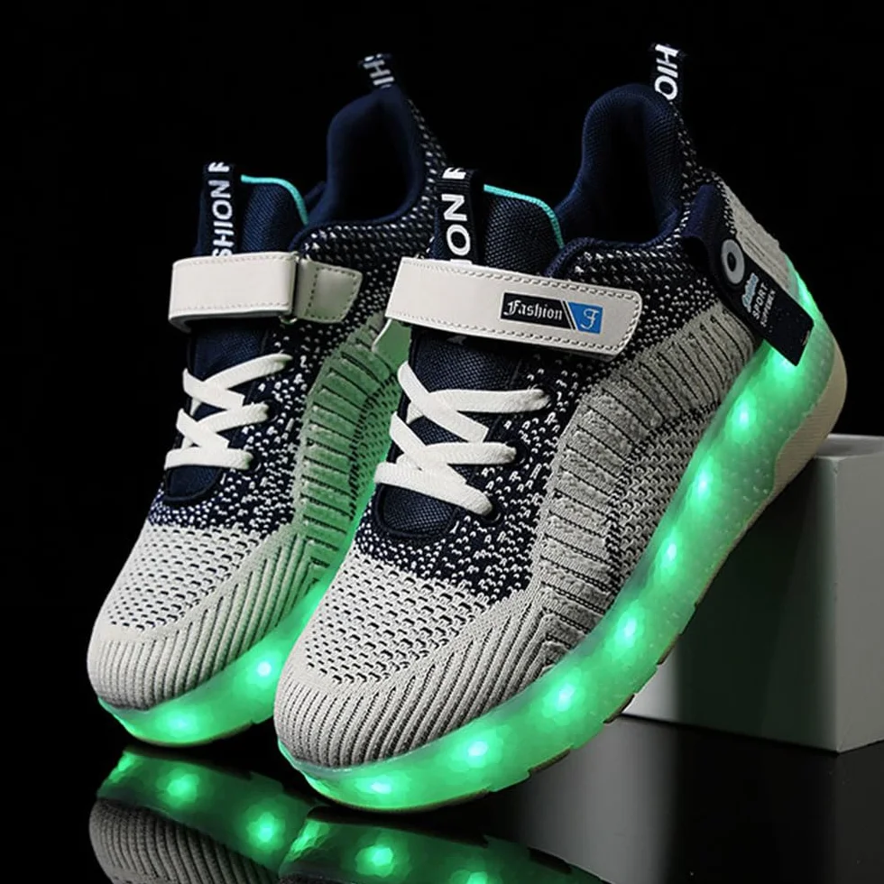 ENEN Chaussure à Roulette LED, Chaussures à Roulettes Rétractables Garçons Basket Roulette Enfant Fille Roller 2 Roues 28-40 EU