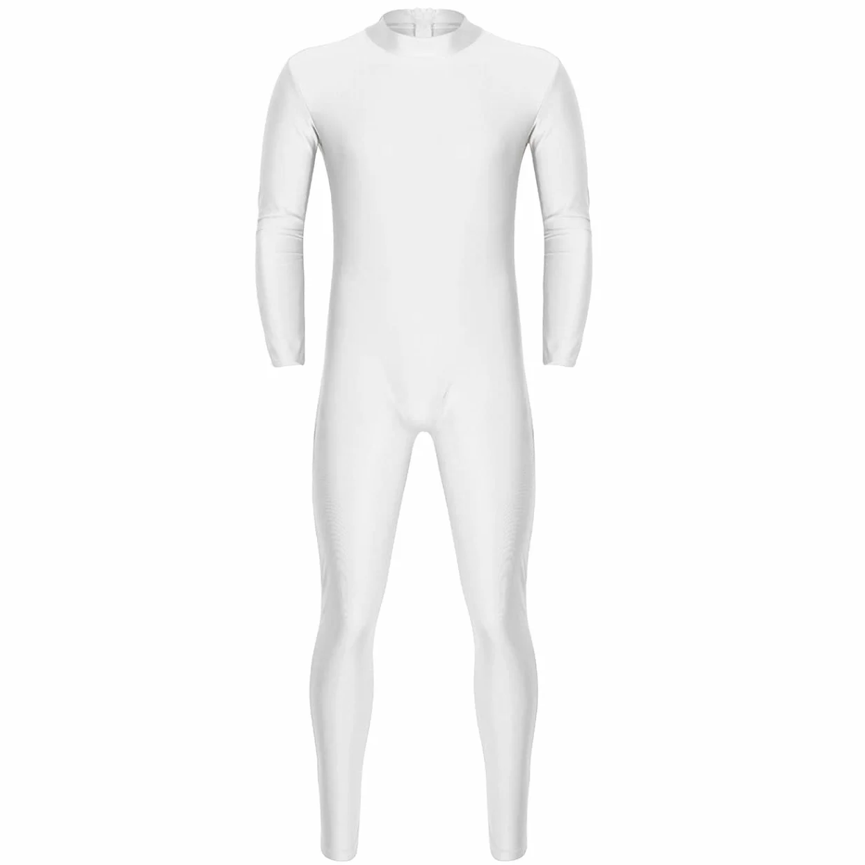 inlzdz Unitard Body Homme Adulte Sexy Catsuit à Manches Longues Maillots de Corps à Col Ras du Cou Combinaison de Sport Bodysuit Jumpsuit Costume Cosplay M-2XL
