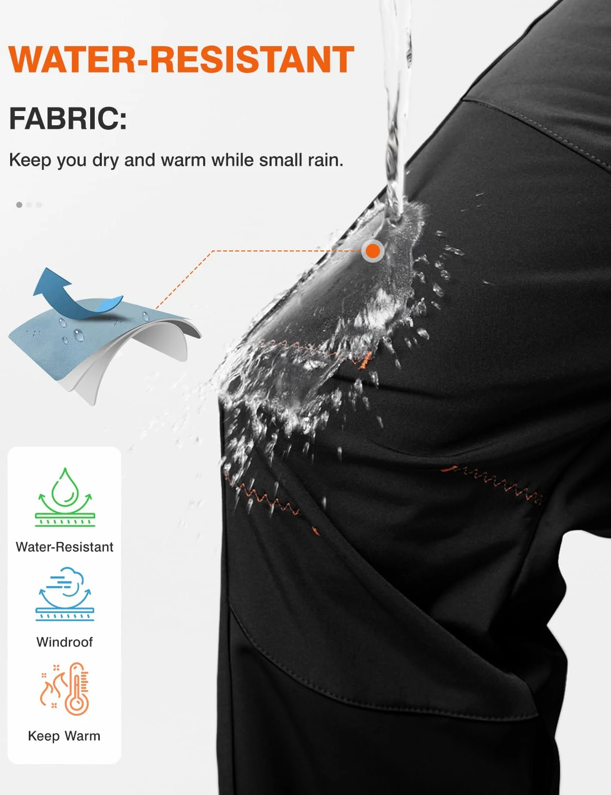 donhobo Pantalon de randonnée pour homme - Imperméable - Coupe-vent - Chaud - En softshell épais - Pour l'extérieur, le ski, le trekking