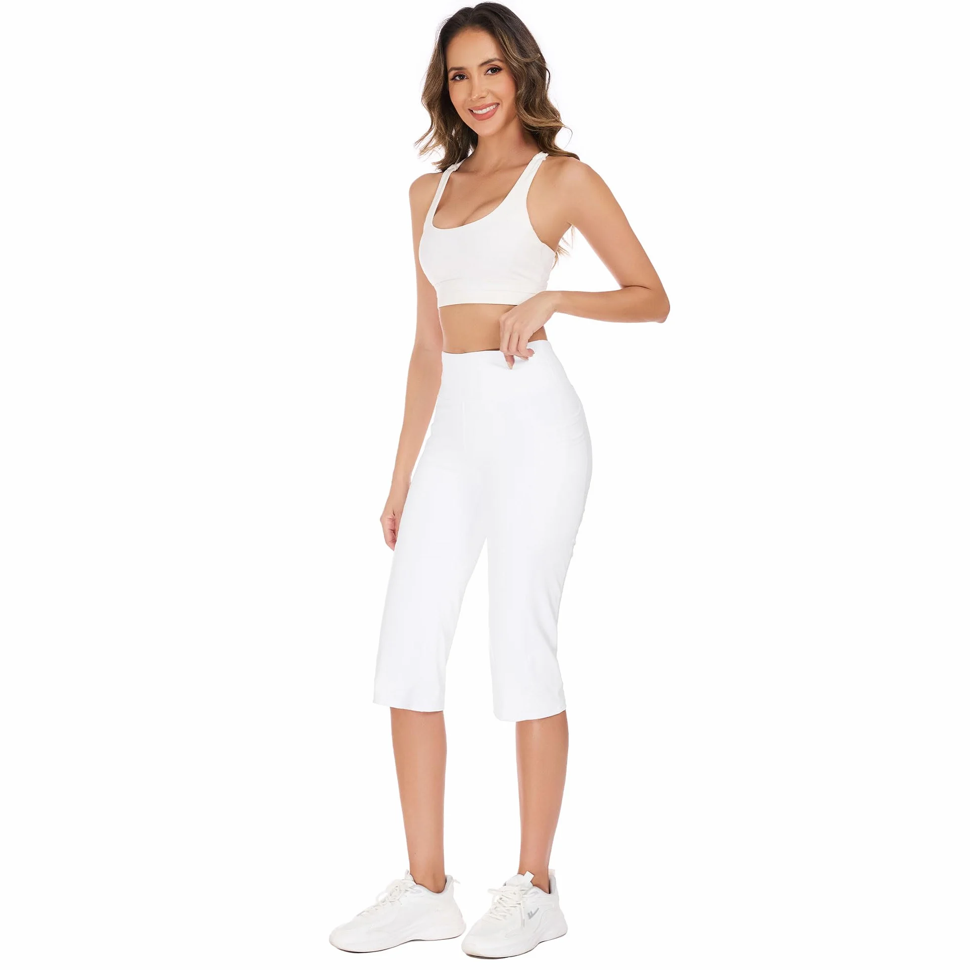 adorence Corsaire Femme été avec 5 Poches, Pantacourt de Yoga Femme été Jambe Droite, Opaque 3/4 Pantalon Sport, Taille Haute 3/4 Pantalon Casual
