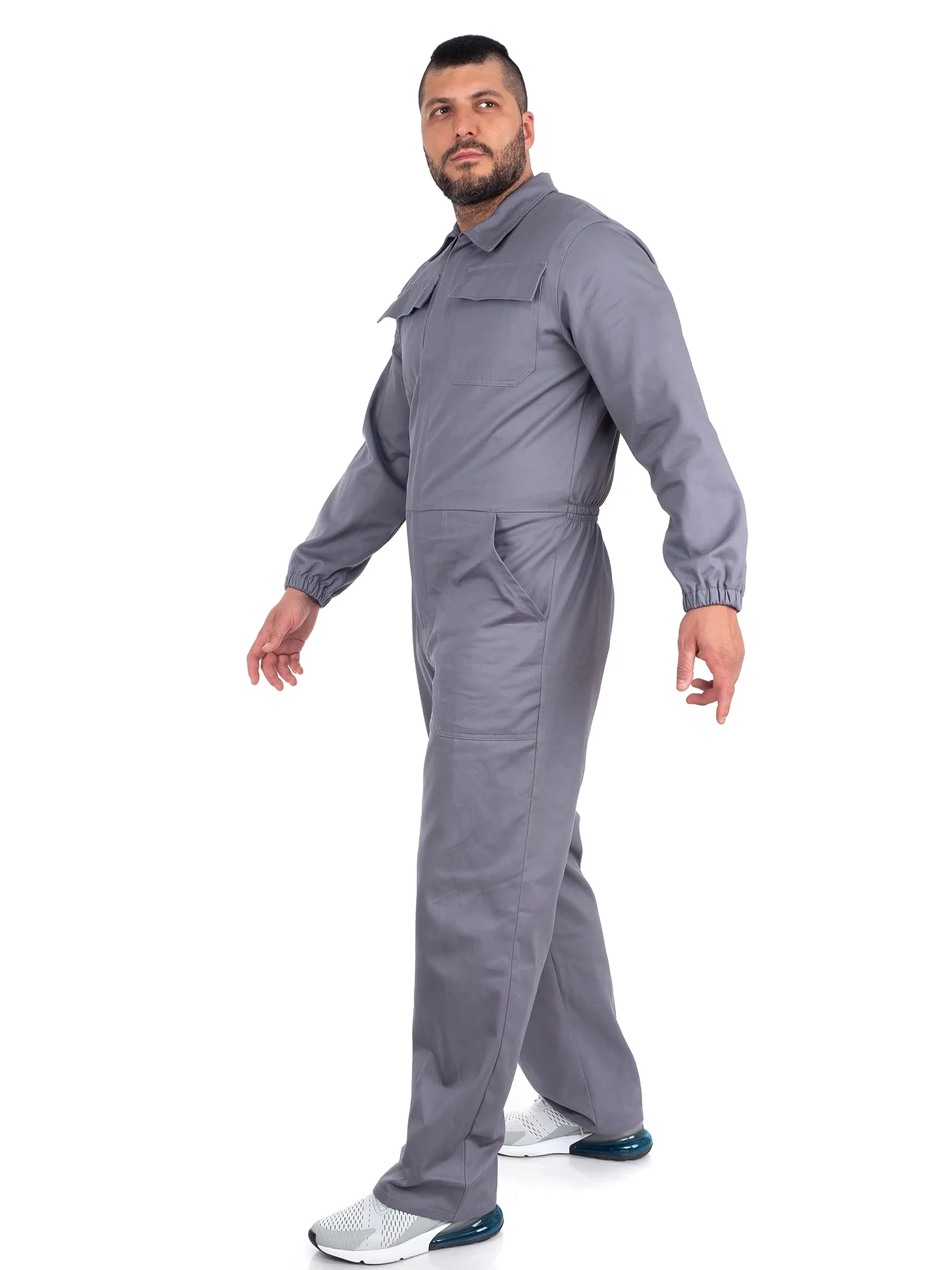 DINOZAVR Ultra Salopette De Travail Homme En Coton - Combinaison De Travail Homme Avec Fermeture Éclair Cachée, 2 Poches Supérieures, 2 Poches Avant, Poignets Et Ceinture Élastiques