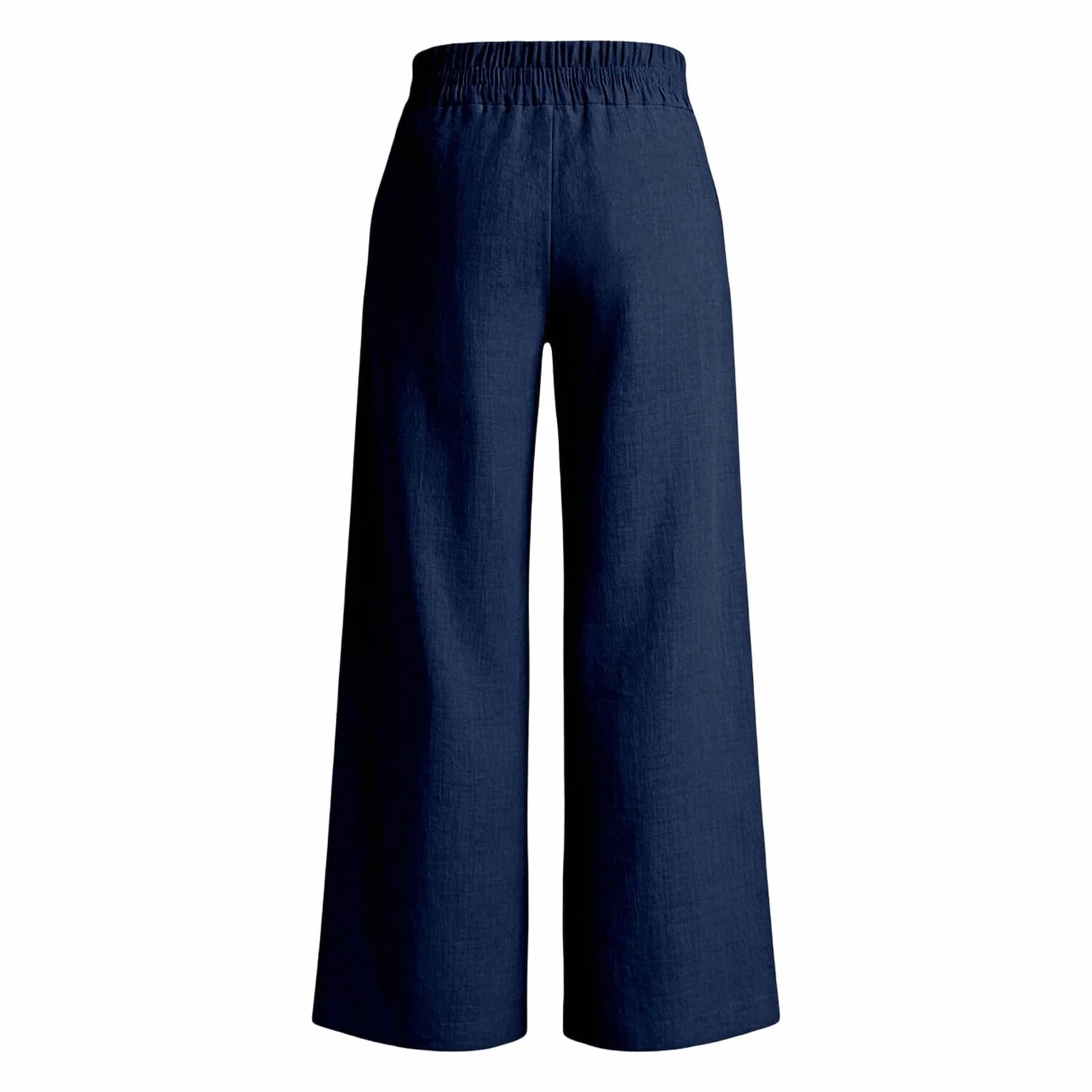 Pantalon Fluide Femme Été Léger Pantalon en Lin Décontracté Taille Elastique Pants à Jambes Larges avec Poches Respirant Confortable Pantalons Ample de Plage