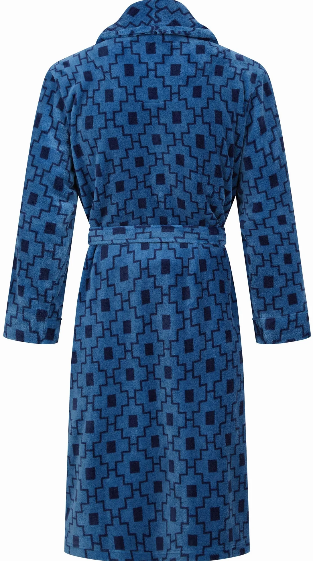 John Christian Robe de Chambre en Polaire, Motif Géométrique Bleu, Homme