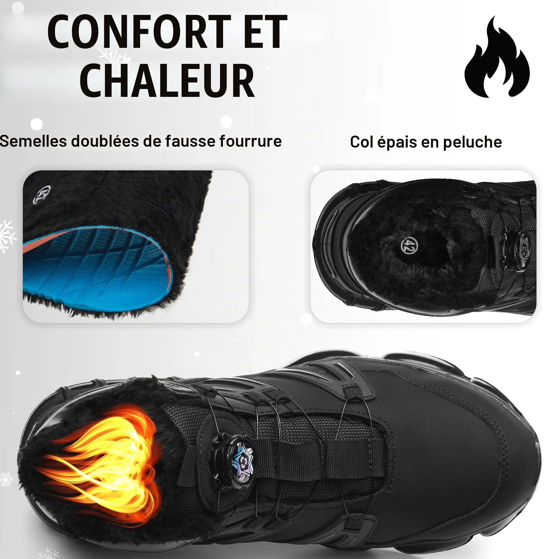 Chaussures de Sécurité Hiver Montante Basket Securite Hommes Femmes | Cuir synthétique avec doublure polaire, Chaussures de Travail Embout en Acier+Kevlar, EN ISO 20345, Bottines de Sécurité