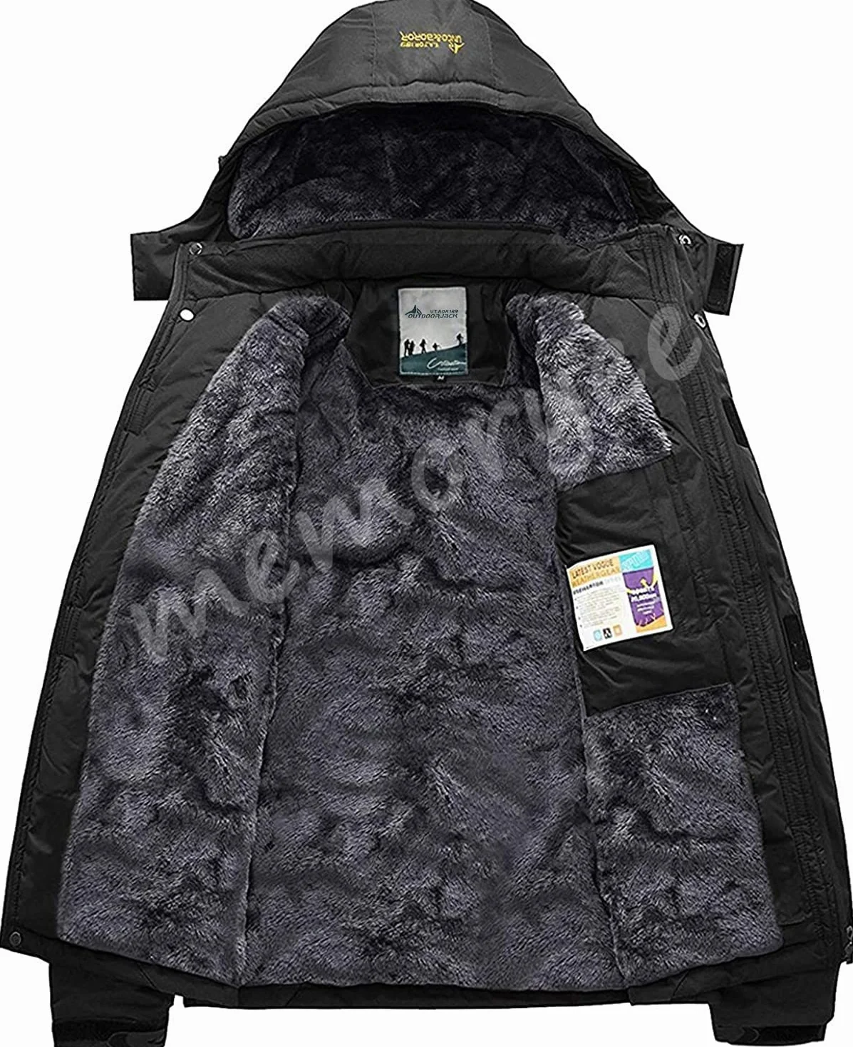 Memoryee Hommes Ski Veste Hiver Chaud Doublure Peluche Outdoor Softshell avec Capuche Amovible Veste