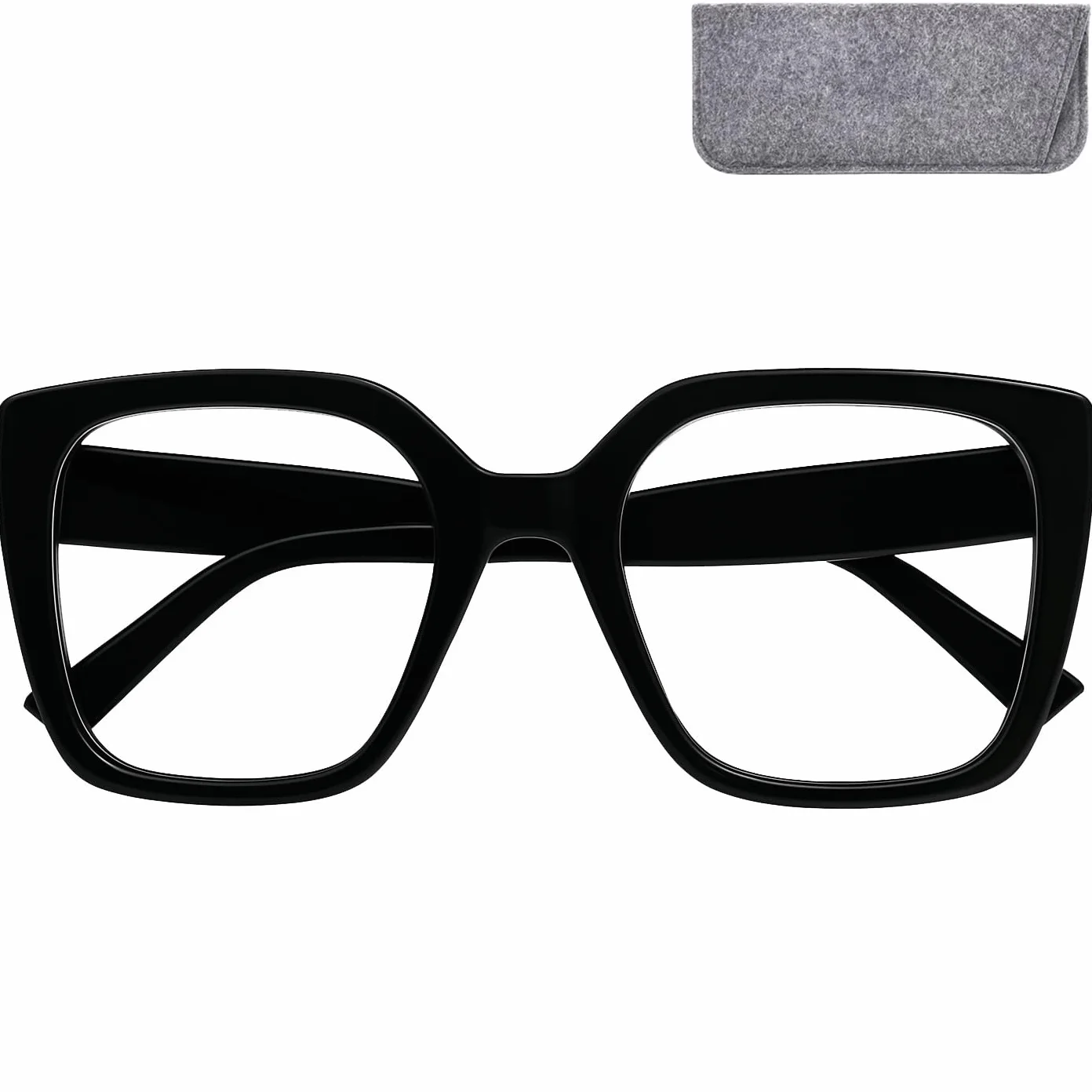 Lunette Anti Lumière Bleue Papillon Rectangulaires Oversize, Monture Épaisse en Plastique, Protection UV, Boîte Inclus, Lunettes Femme