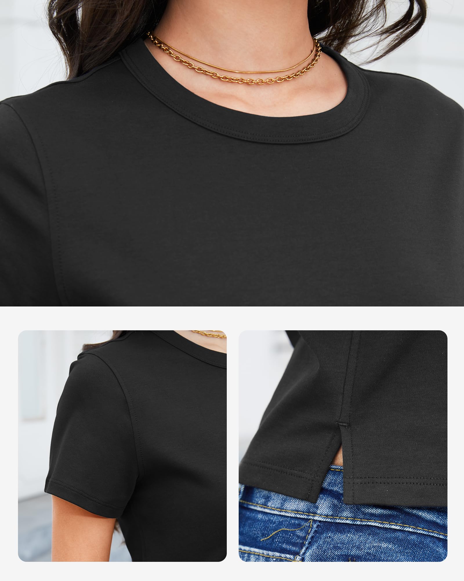 Women's Cotton Crewneck Cropped Short Sleeve Tee