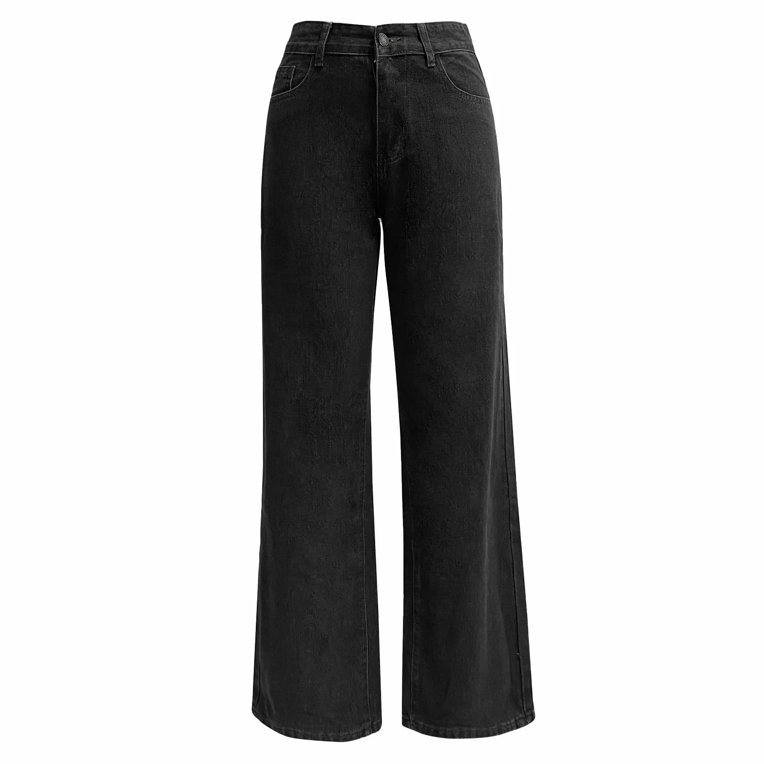 Jean Femme Taille Haute- Pantalon De Travail Droit Décontracté Palazzo Chic Et Élégants Classiques Simple Confortable Coupe Ample Passe-Partout Basique De Tous Les Jours Doux Pants