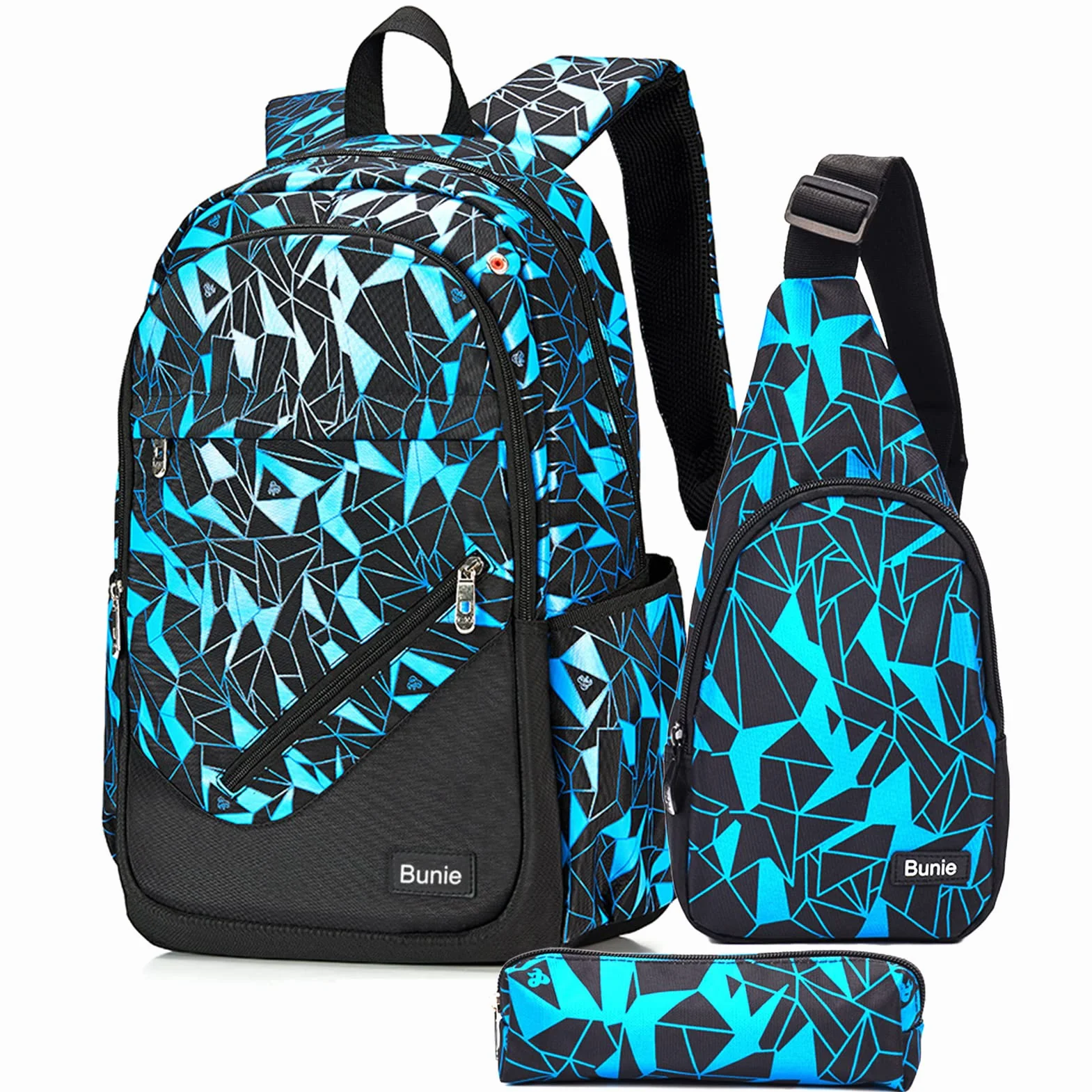 bunie Sac Scolaire Cartable Garcon Primaire Sac à Dos Enfant école Fille Grand Sac de Voyage Bleu