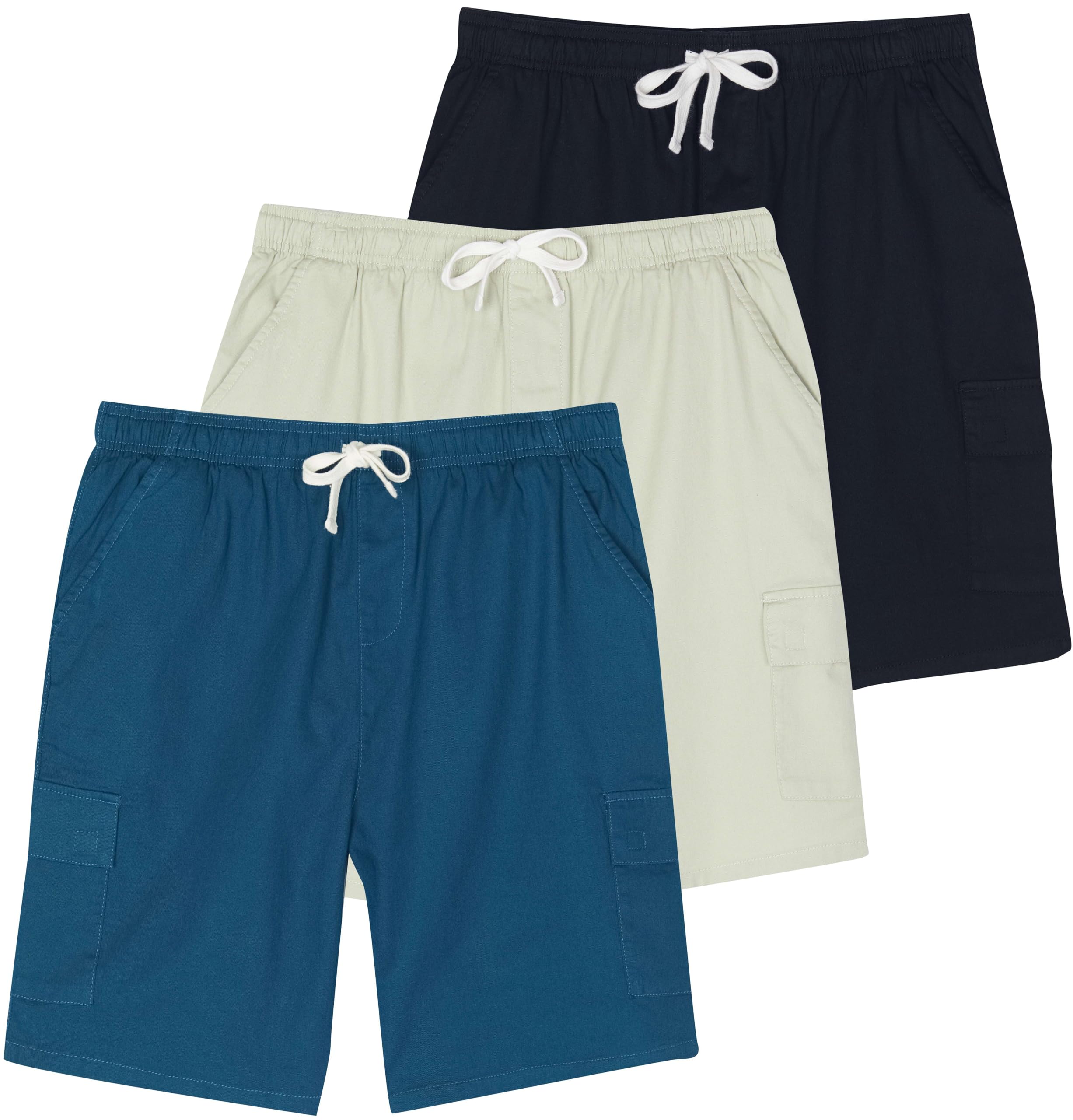 Men's 9-Inch Cotton Cargo Shorts with Drawstring Waist