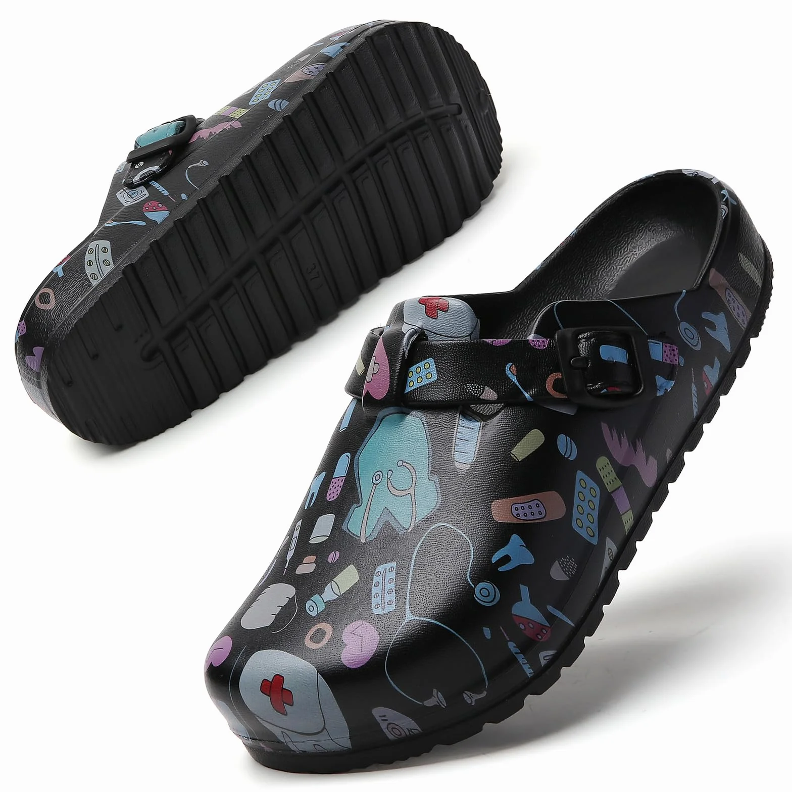 Sabots Médicaux Femme Antidérapants – Chaussures de Travail en EVA Imperméables, Légères et Confortables, Sabots Infirmière à Motifs pour Hôpital Jardin Usage Quotidien