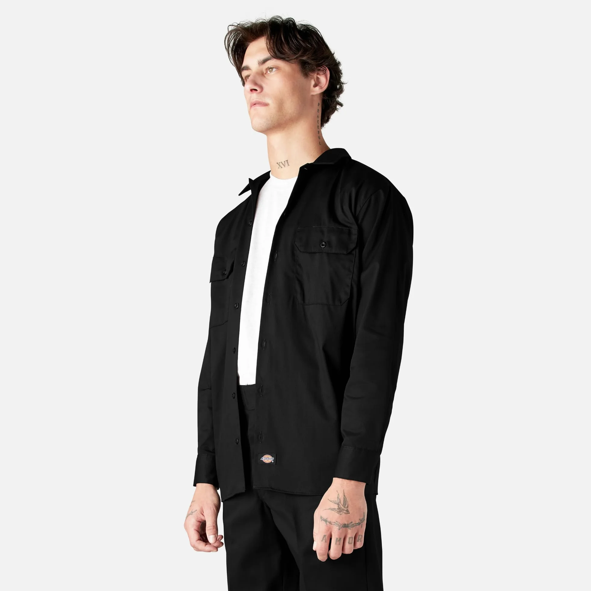 Dickies Chemise à Manches Longues pour Homme, Noir, XL Grande Taille Taille Tall