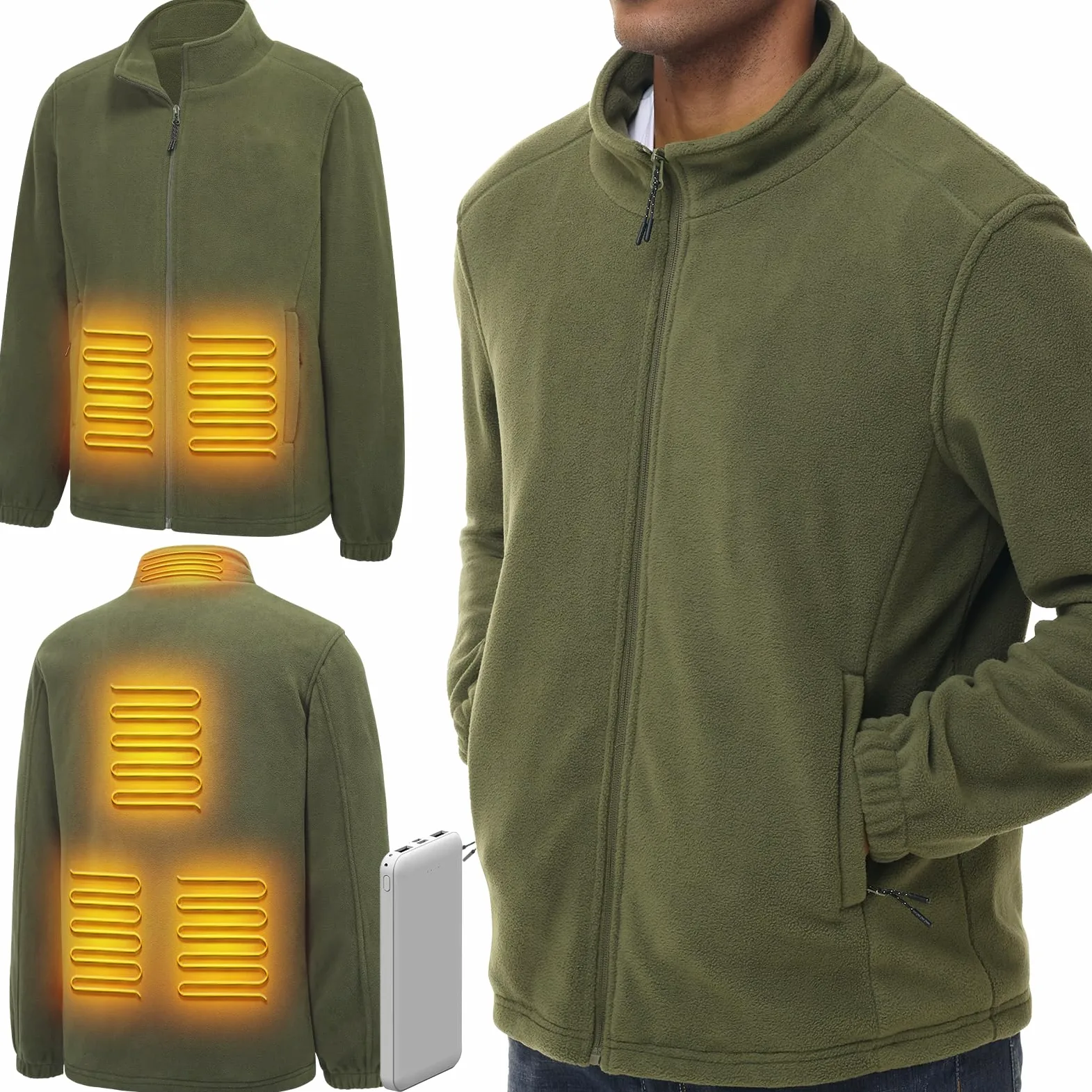 LABEWVI Gilet chauffant, veste chauffante homme avec batterie incluse, 10000mAh polaire blouson chauffant C1