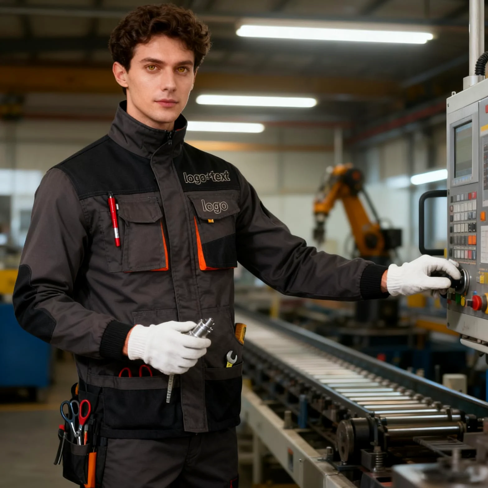 Veste de travail robuste avec logo personnalisé imprimé pour homme, manteau utilitaire multi-poches pour uniforme d'équipe de construction de mécanicien, charpentier