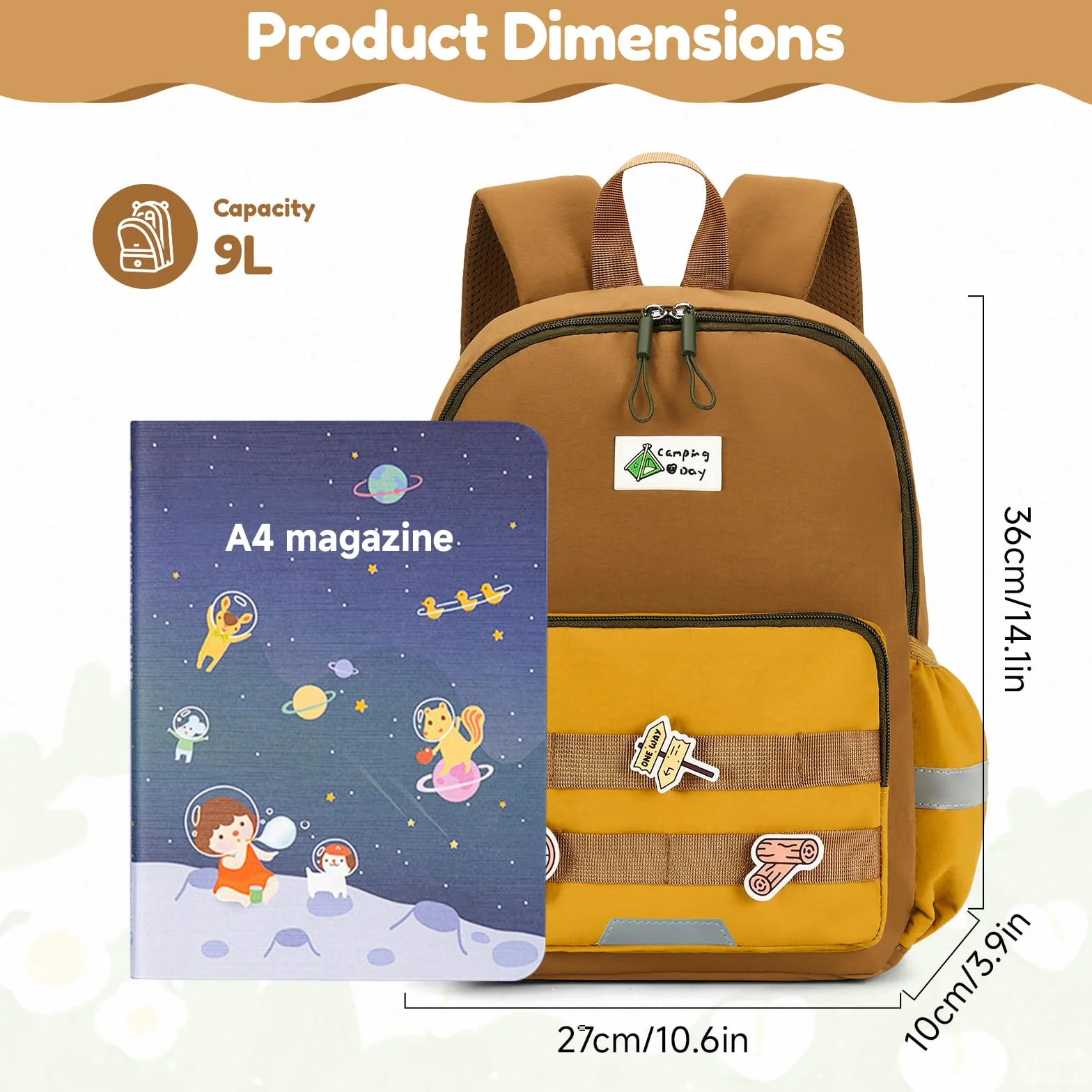 PROTAURI Sac à Dos Enfant Maternelle Garçons, Cartable Léger avec Sangle de Poitrine, Bande Réfléchissante, Kaki