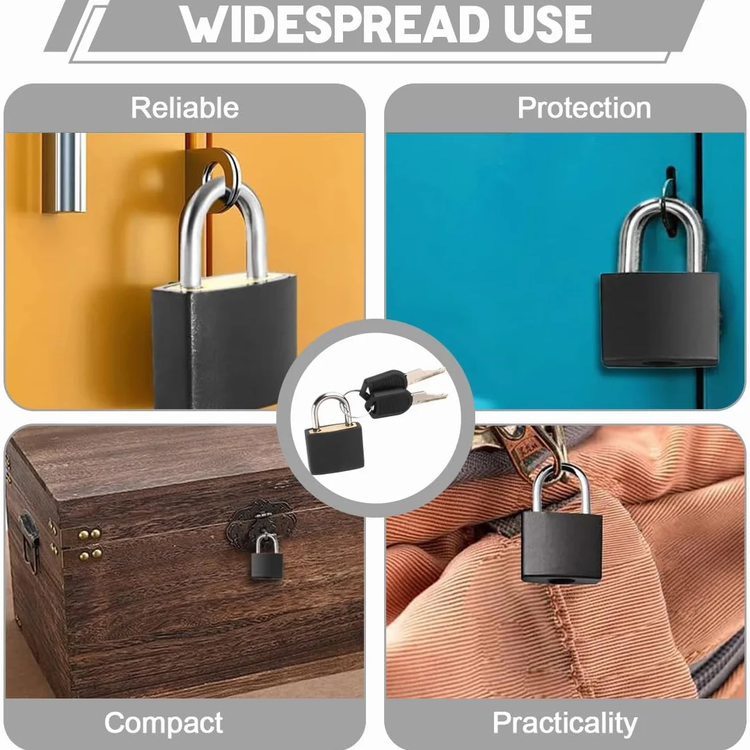Cadenas Clé 3 Pièces Noir 28mm Pour Valise Et Bagages Serrures Compactes Voyage